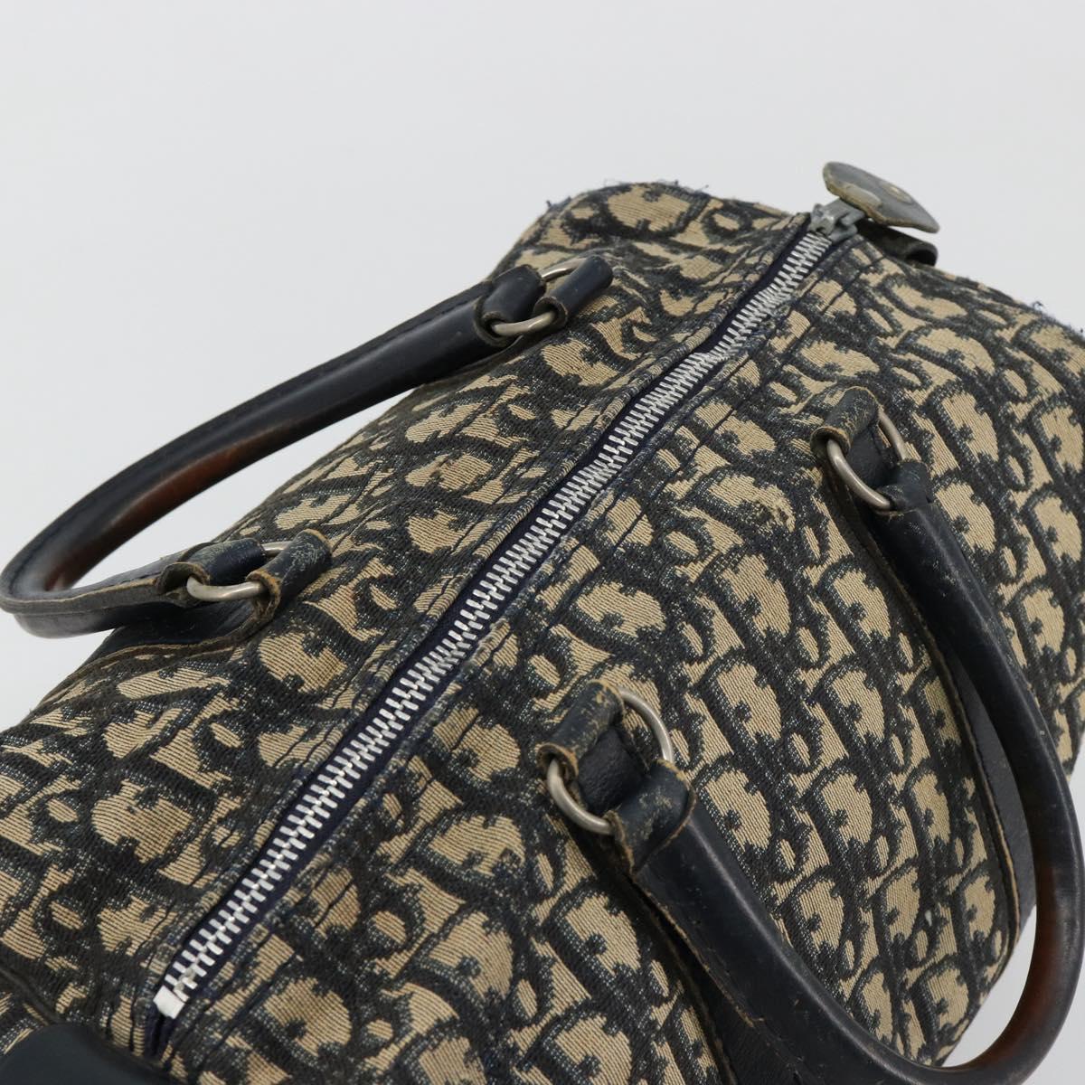 Christian Dior Trotter Canvas Hand Bag Navy Silver Auth 165279