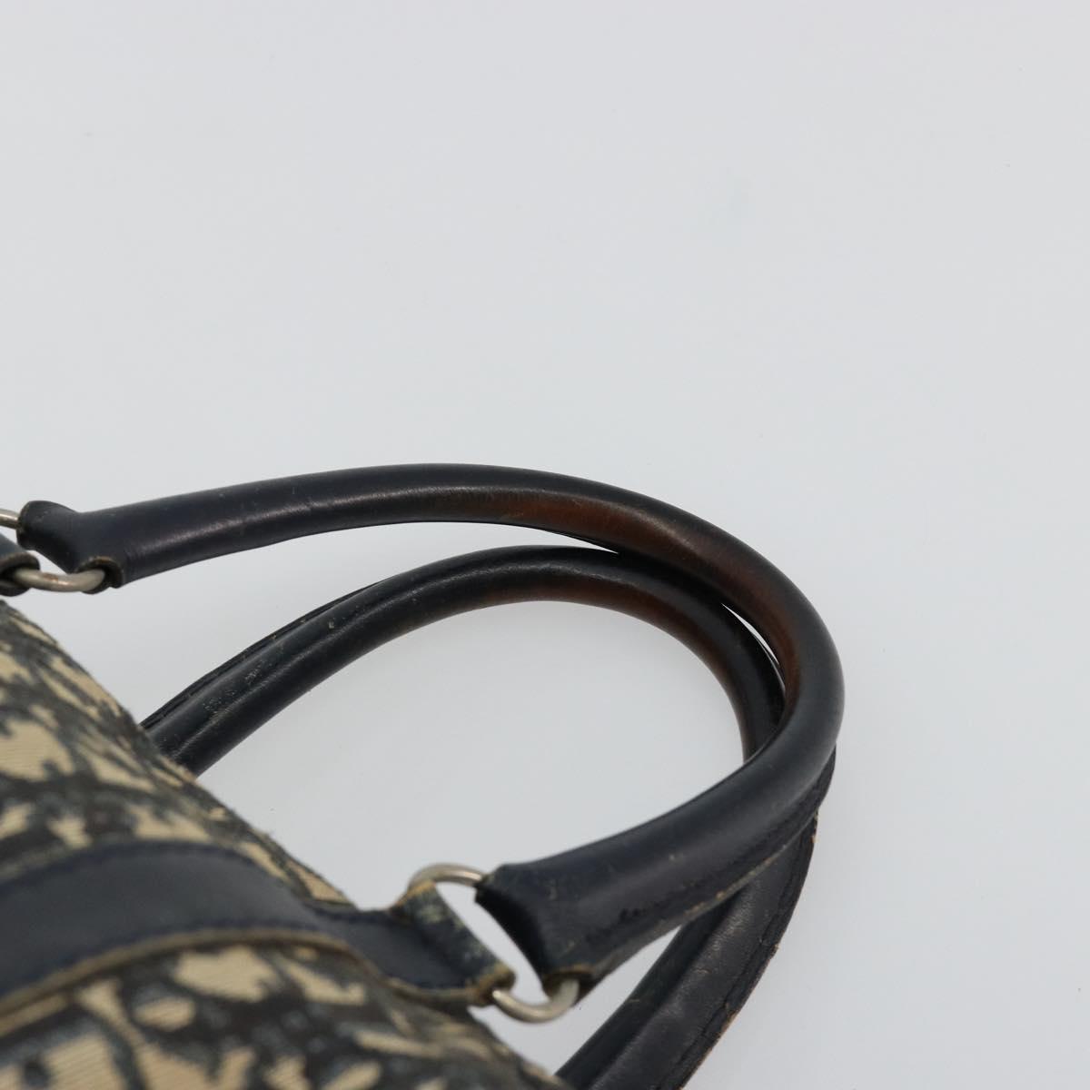 Christian Dior Trotter Canvas Hand Bag Navy Silver Auth 165279
