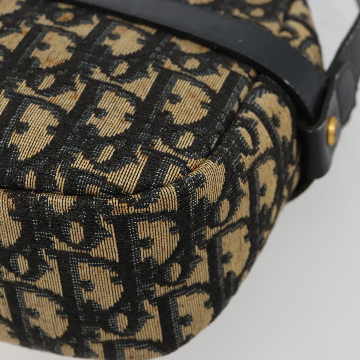 Christian Dior Trotter Canvas Shoulder Bag Navy Gold Auth 165280