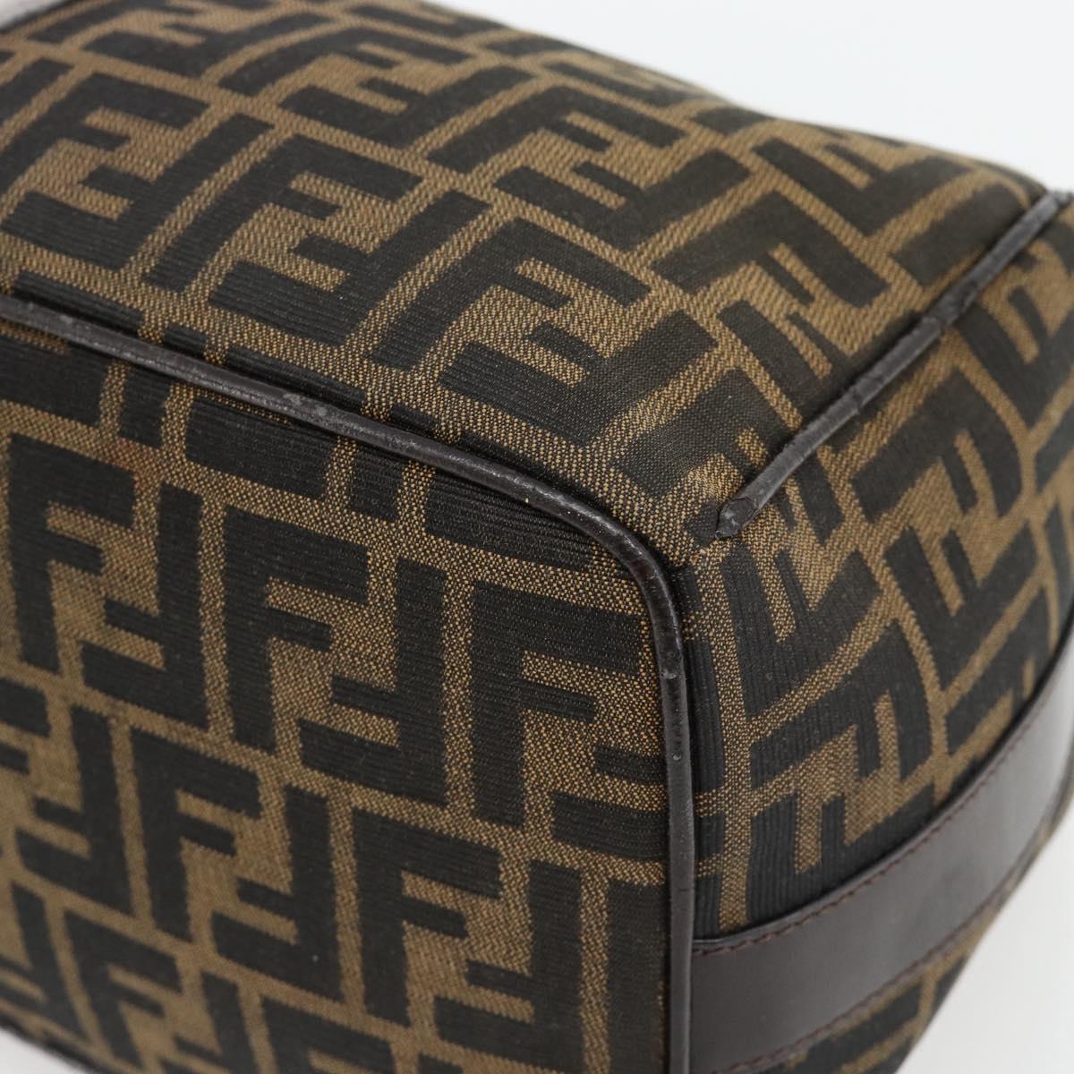 FENDI Zucca Canvas Vanity Hand Bag Black Brown Auth 165292