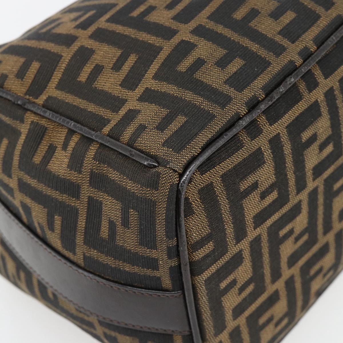 FENDI Zucca Canvas Vanity Hand Bag Black Brown Auth 165292