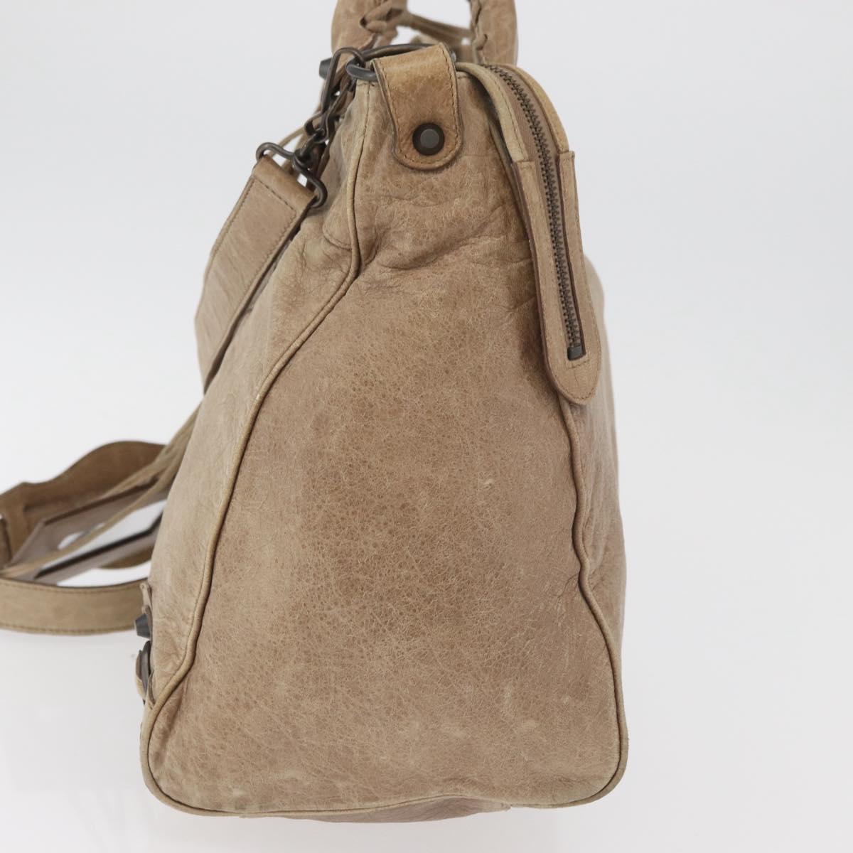 BALENCIAGA The City Hand Bag Leather 2way Beige 235216 Auth 165294A