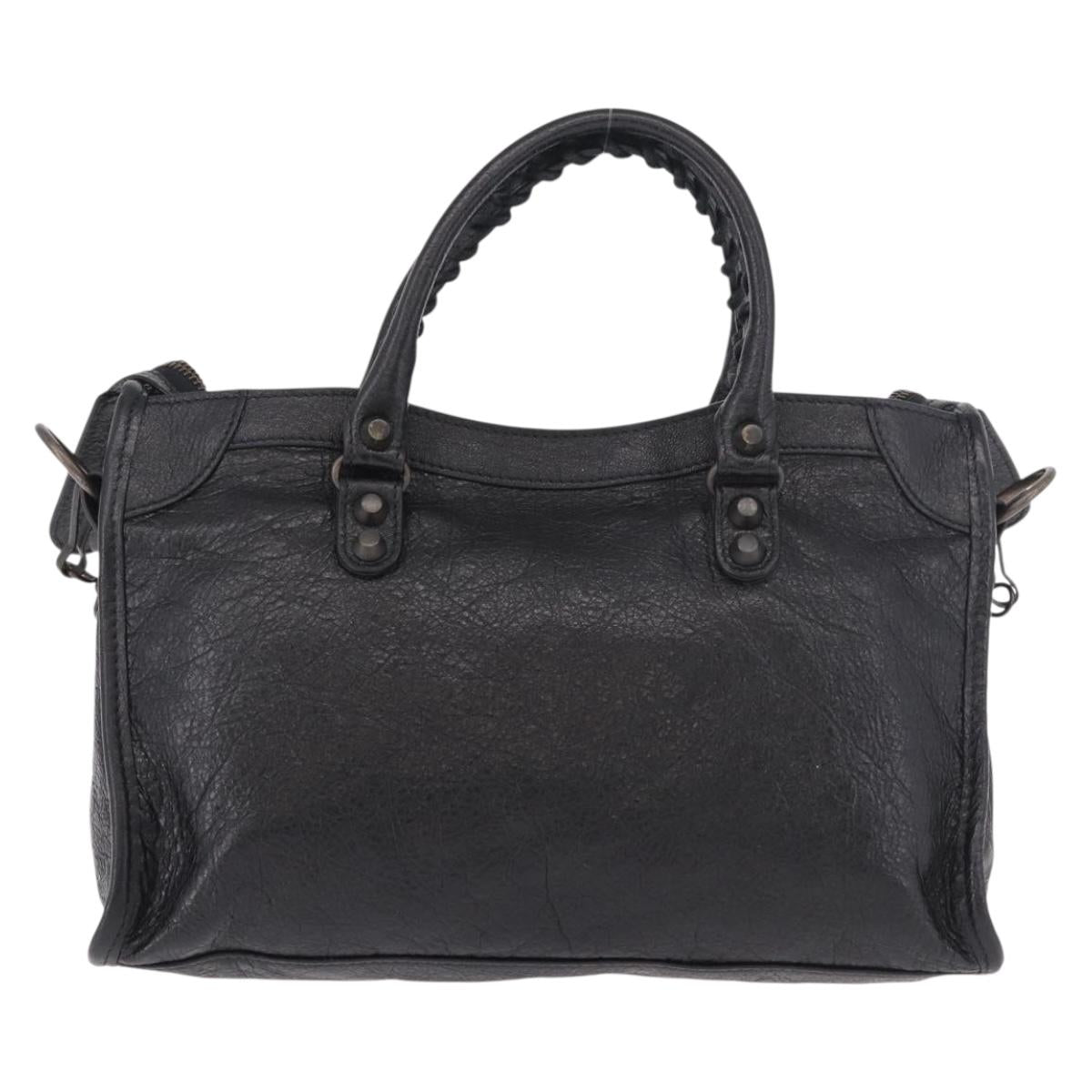 BALENCIAGA Classic Mini City Hand Bag Leather 2way Black 115748 Auth 165295SAM