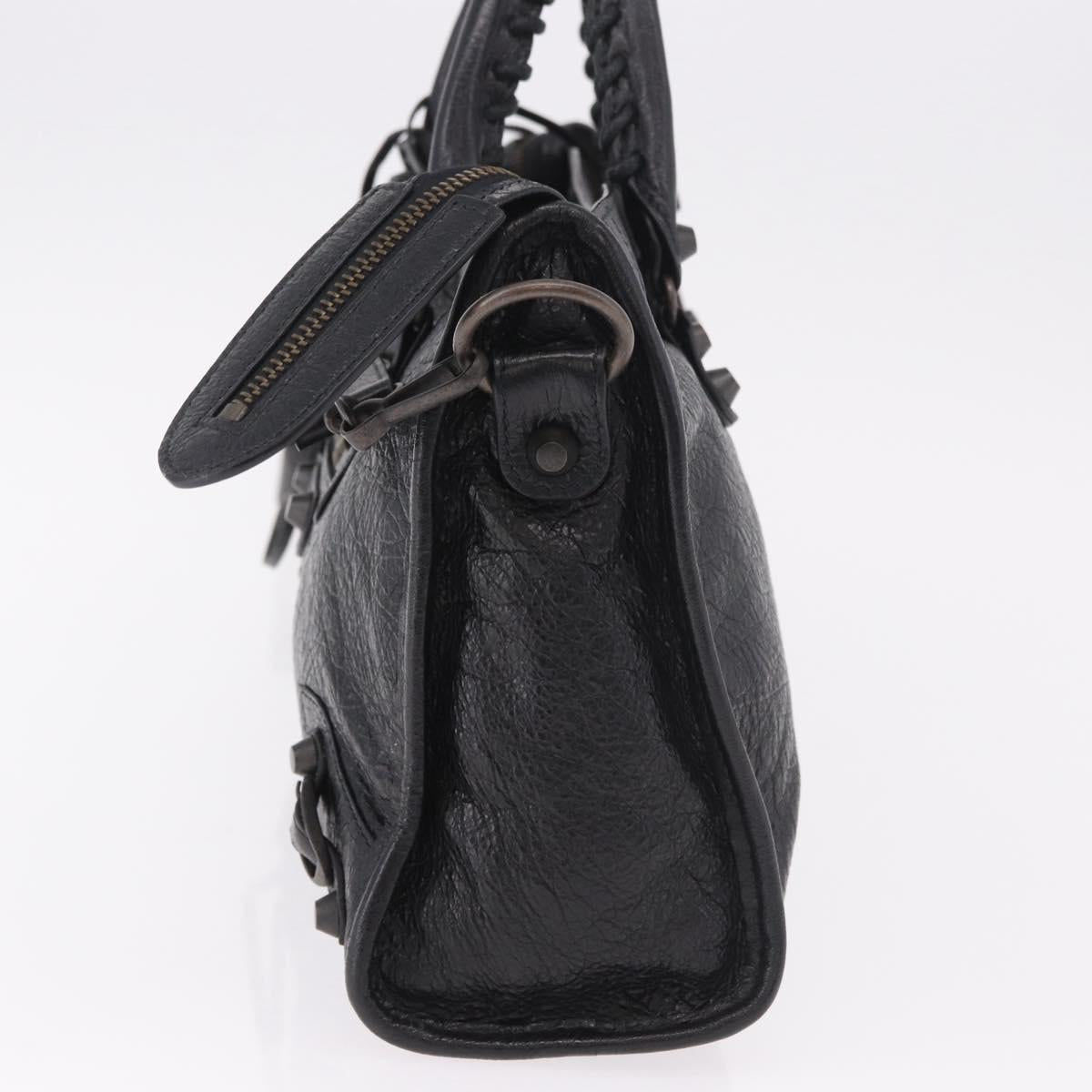 BALENCIAGA Classic Mini City Hand Bag Leather 2way Black 115748 Auth 165295SAM
