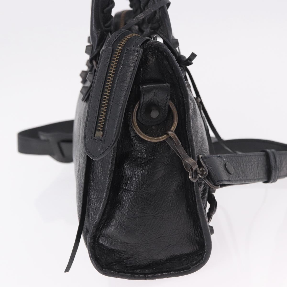 BALENCIAGA Classic Mini City Hand Bag Leather 2way Black 115748 Auth 165295SAM