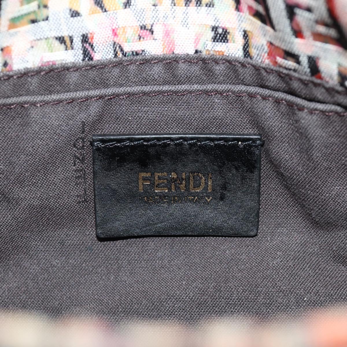 FENDI Zucchino Canvas Mamma Baguette Shoulder Bag Pink Gold Auth 165298SAV