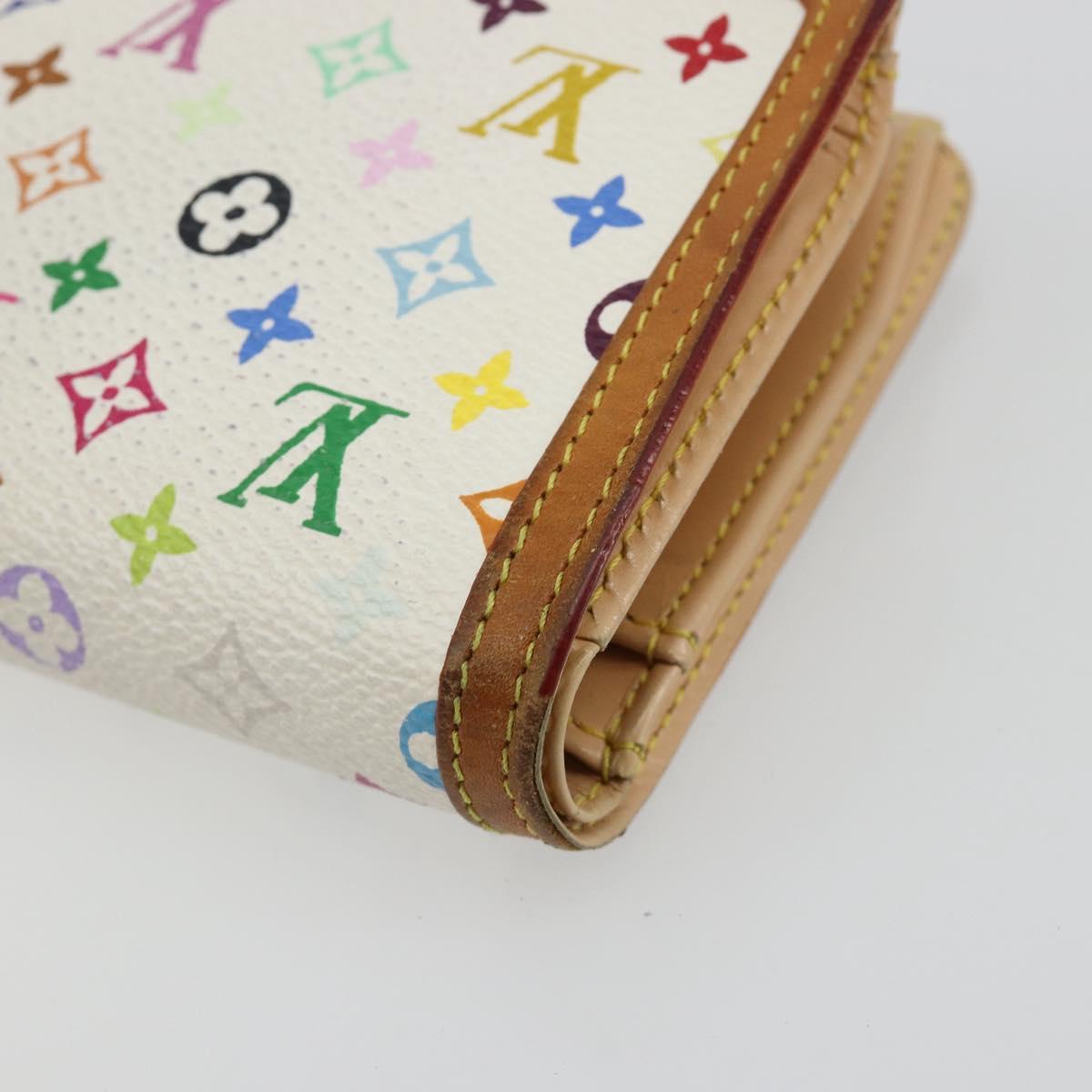 LOUIS VUITTON Multicolor Portefeuille Viennois Wallet White M92987 Auth 165302