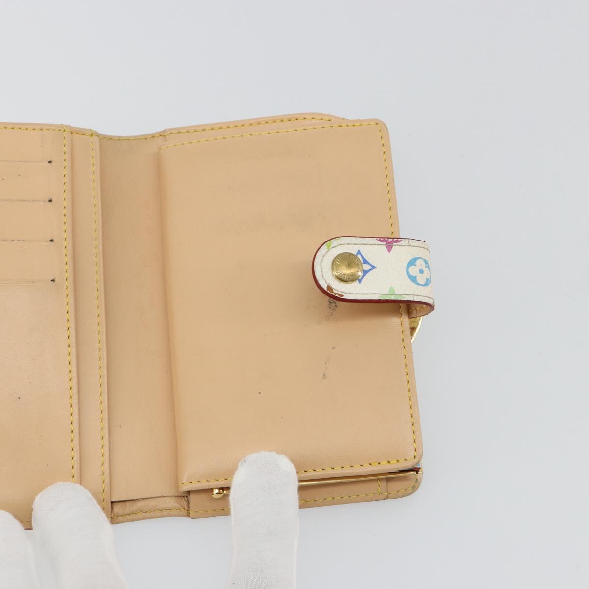 LOUIS VUITTON Multicolor Portefeuille Viennois Wallet White M92987 Auth 165302