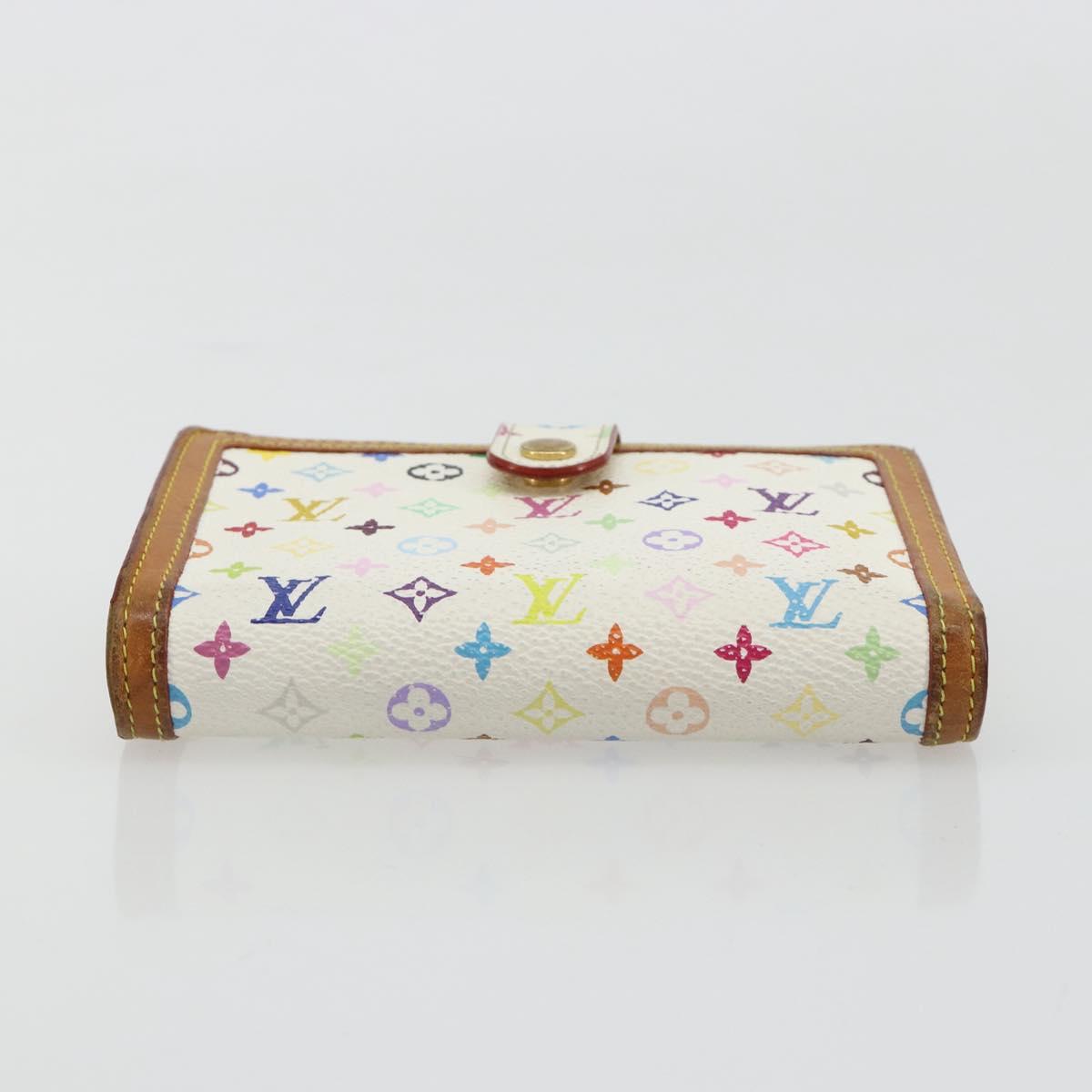 LOUIS VUITTON Multicolor Portefeuille Viennois Wallet White M92987 Auth 165302