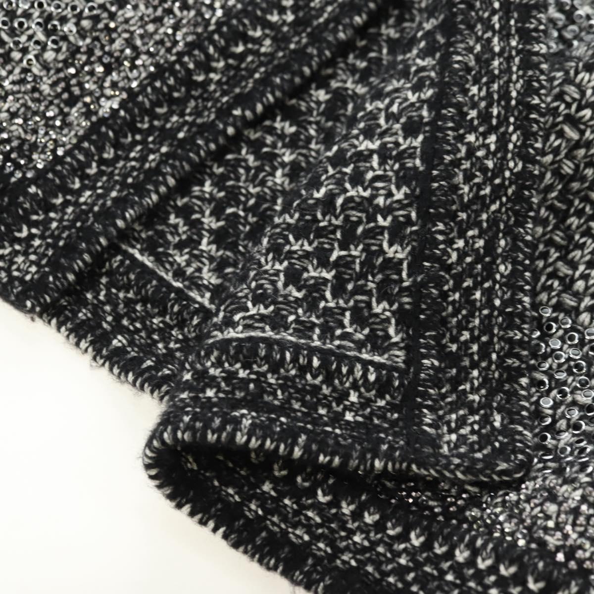 CHANEL Jacket Tweed 40 Black CC Auth 165307V