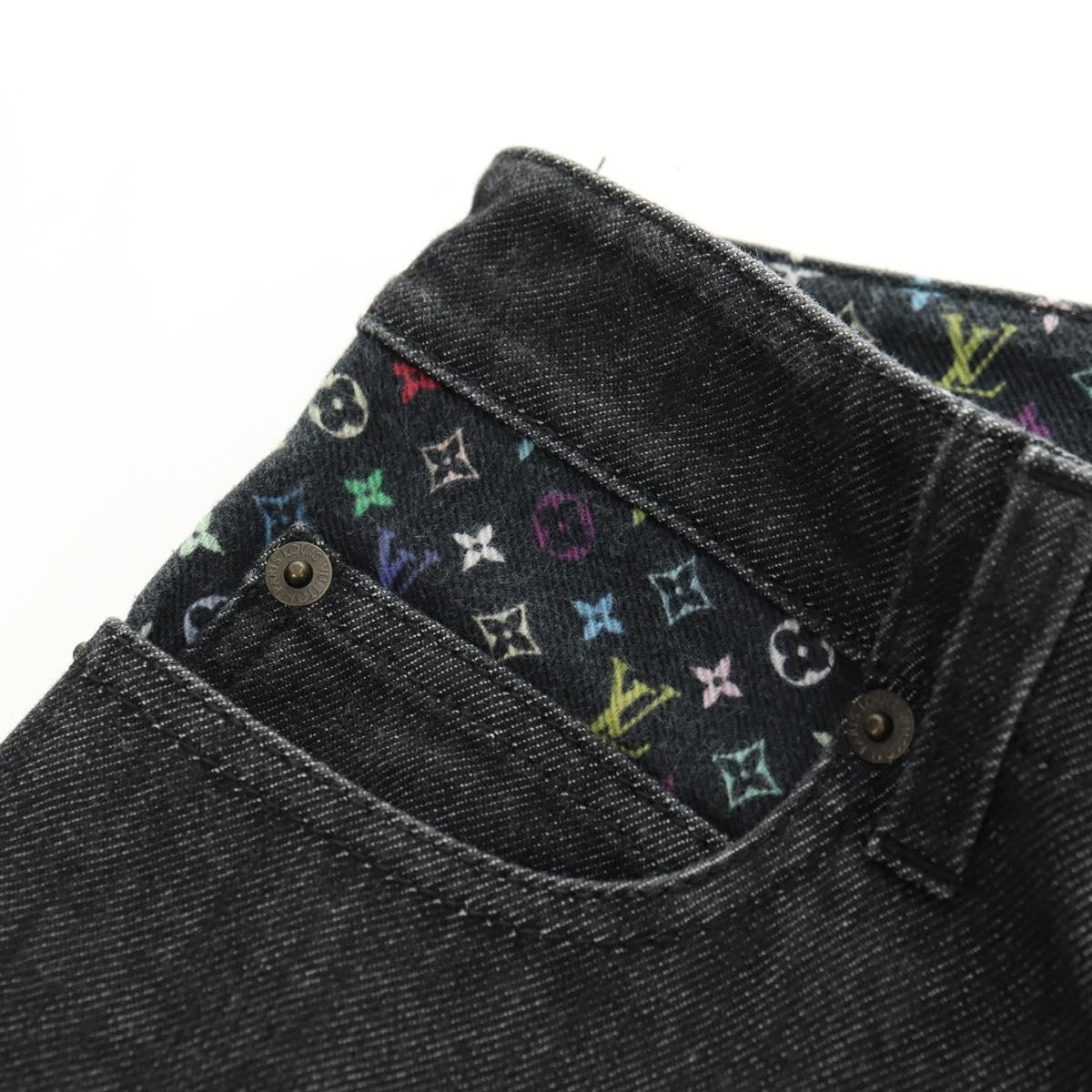 LOUIS VUITTON Pants Denim Black Multicolor LV Auth 165311V