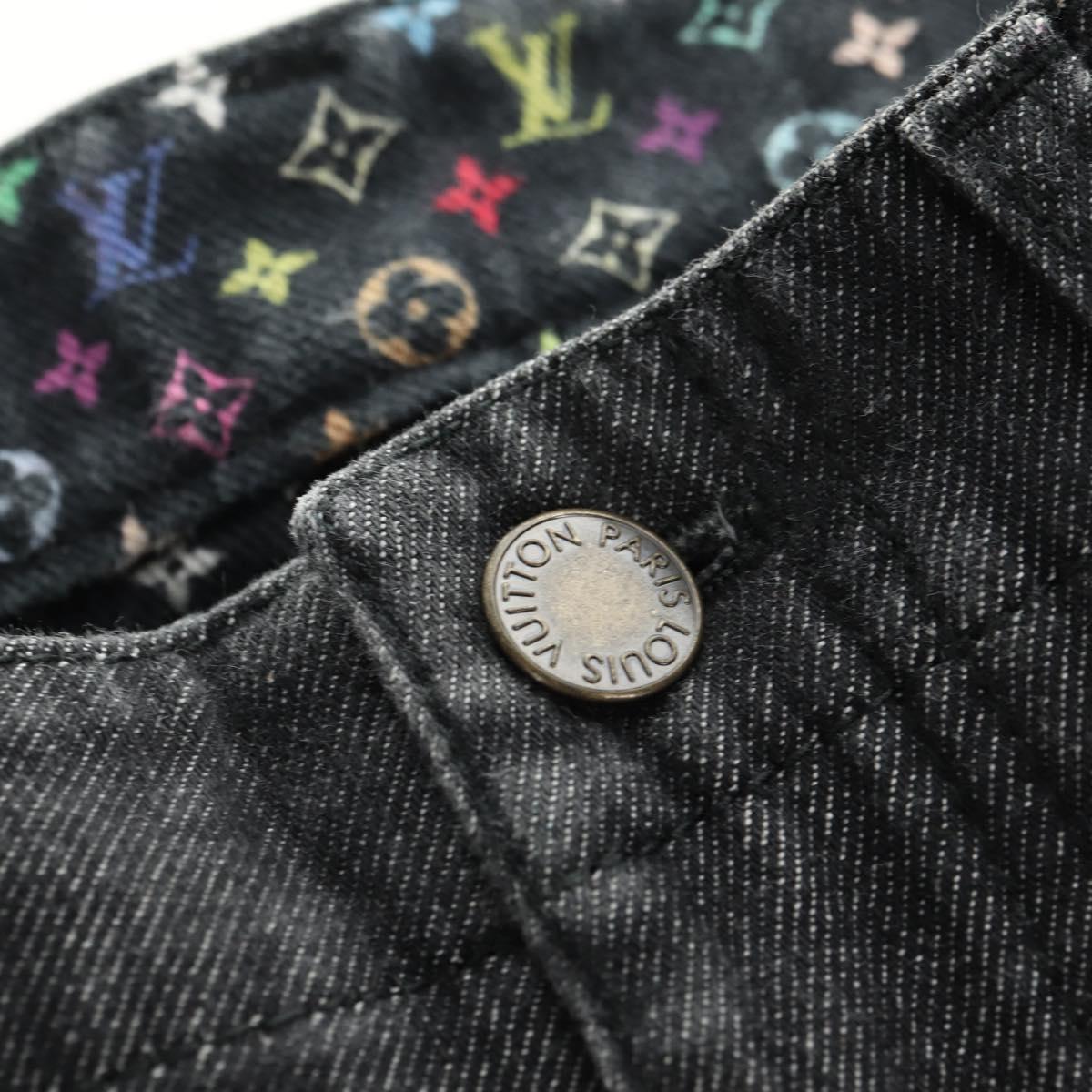 LOUIS VUITTON Pants Denim Black Multicolor LV Auth 165311V