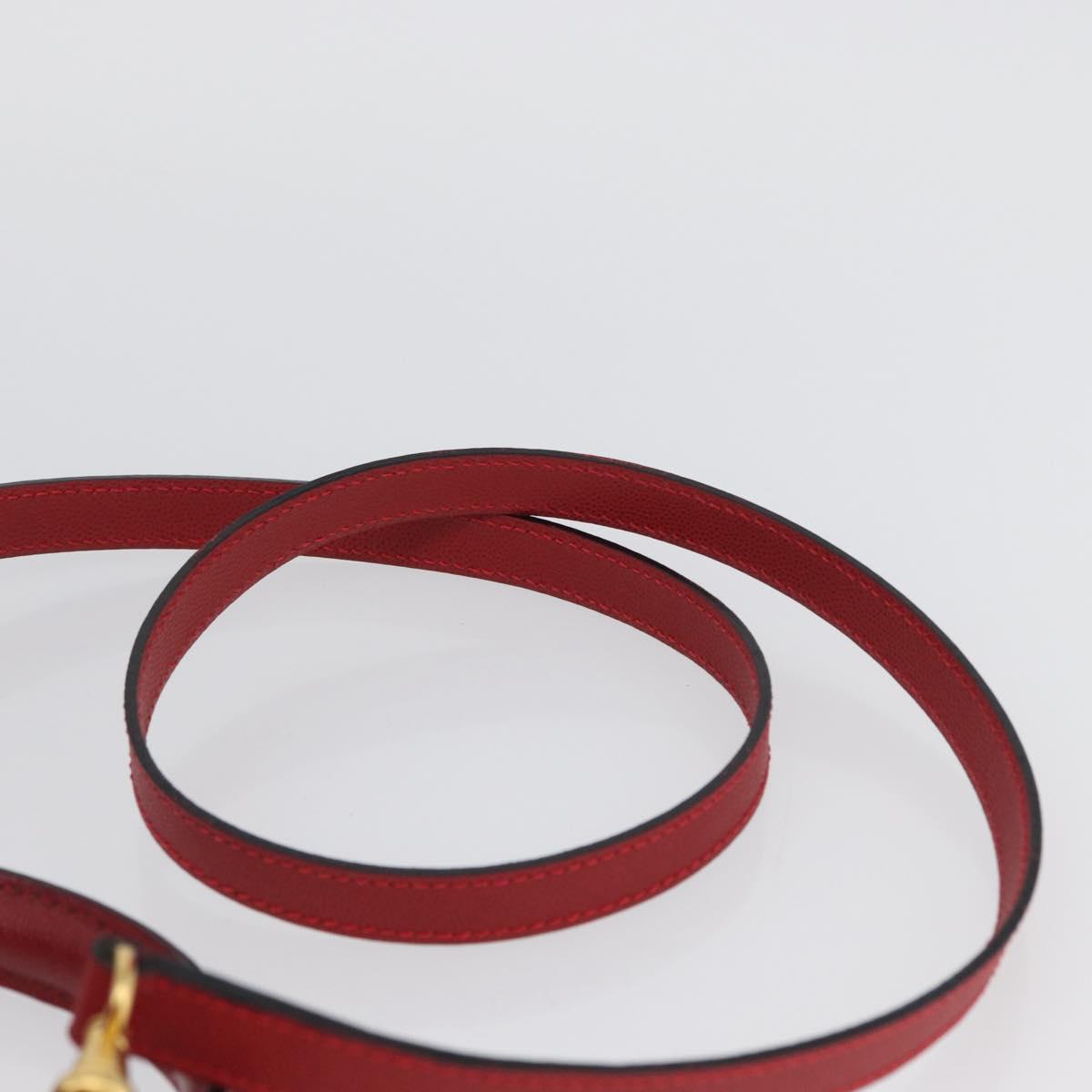 CELINE Hand Bag Leather 2way Red Gold Auth 165350