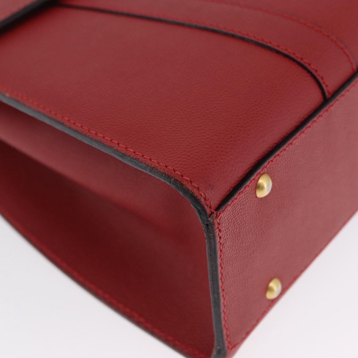 CELINE Hand Bag Leather 2way Red Gold Auth 165350