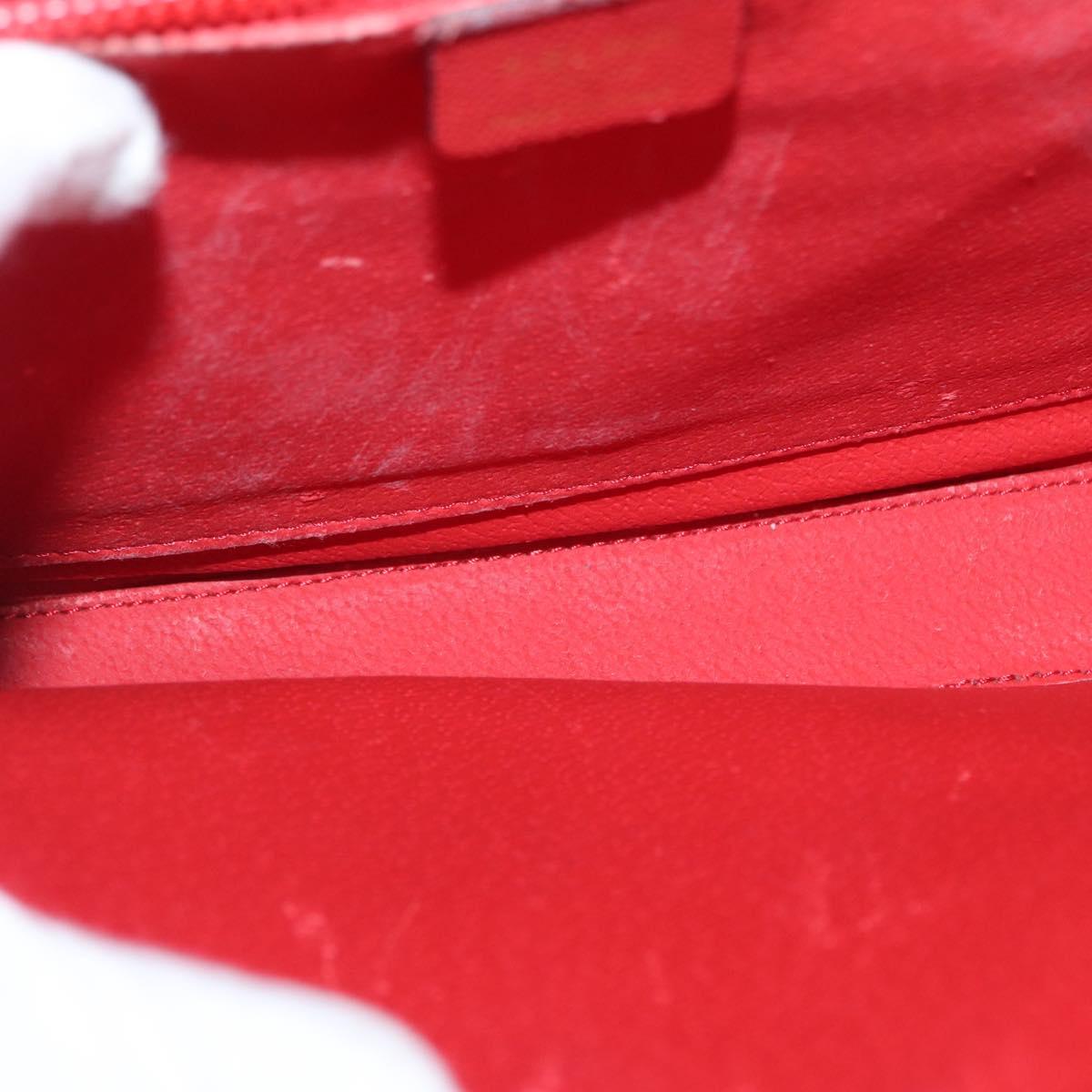 CELINE Hand Bag Leather 2way Red Gold Auth 165350