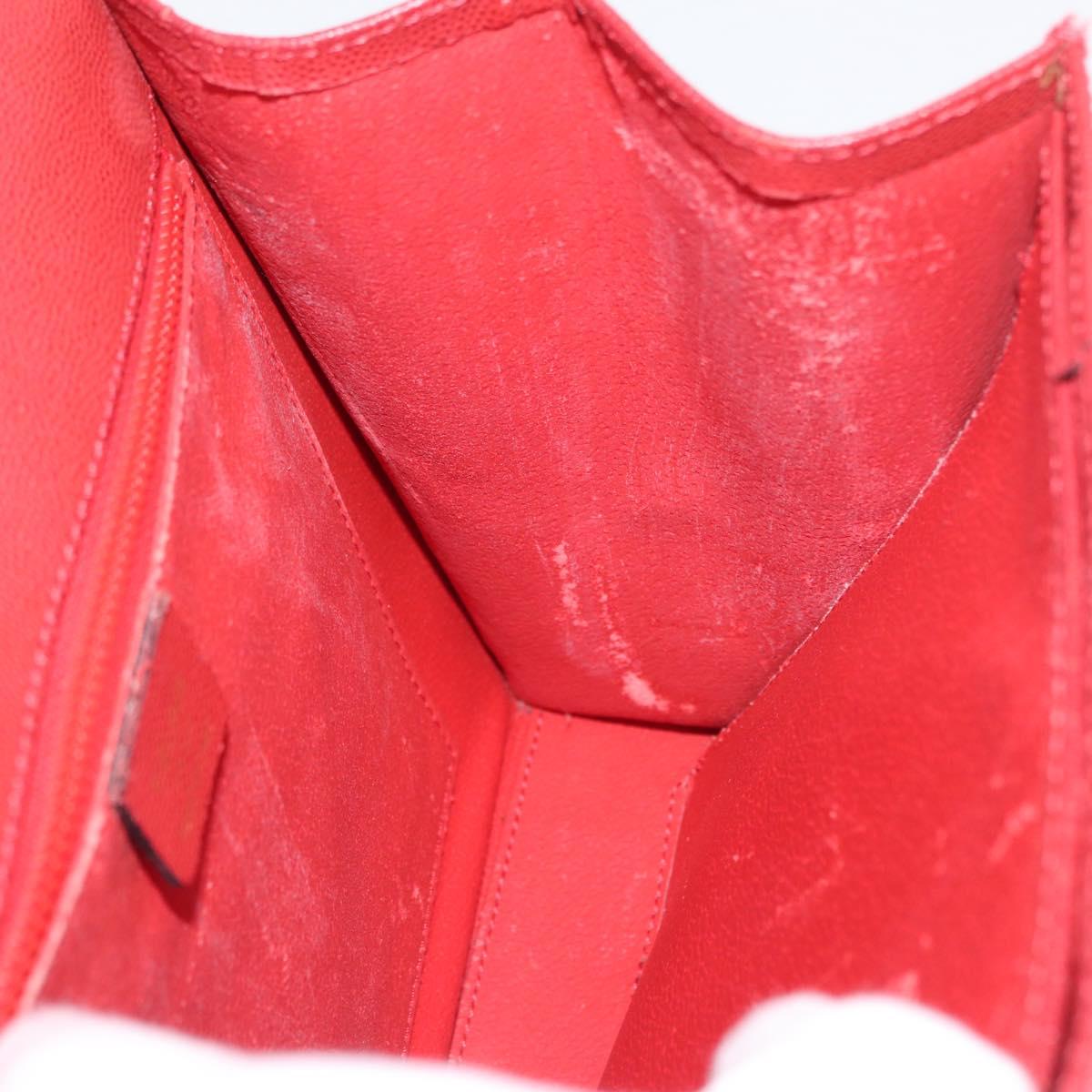 CELINE Hand Bag Leather 2way Red Gold Auth 165350