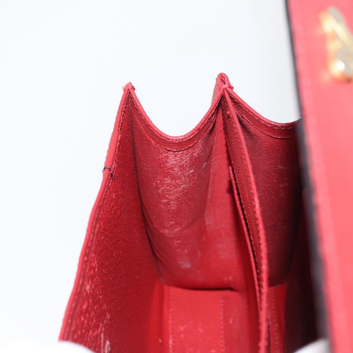 CELINE Hand Bag Leather 2way Red Gold Auth 165350