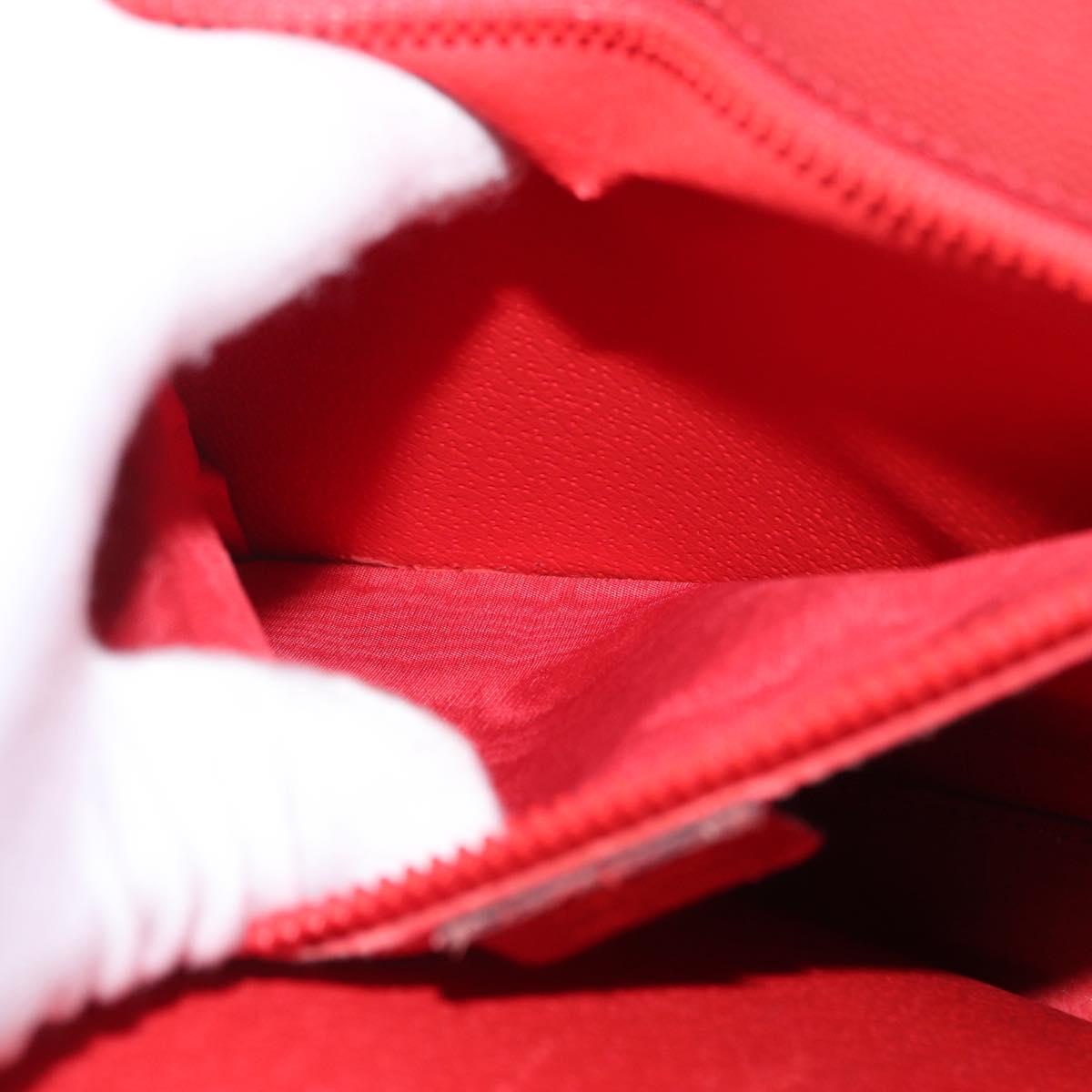 CELINE Hand Bag Leather 2way Red Gold Auth 165350