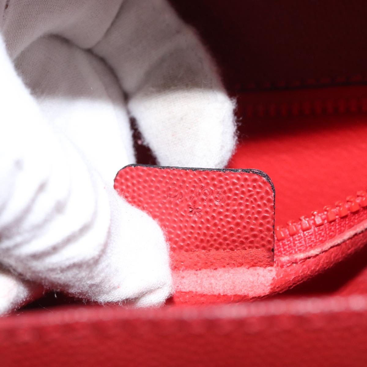 CELINE Hand Bag Leather 2way Red Gold Auth 165350