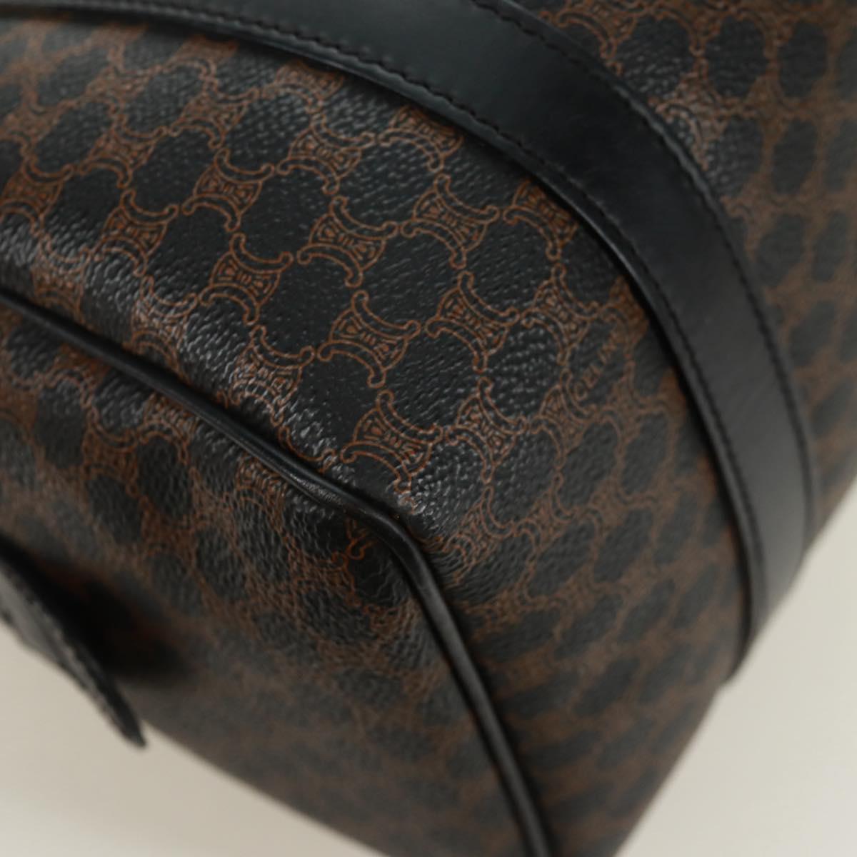CELINE Macadam Canvas Hand Bag PVC Leather 2way Black Gold Auth 165352A