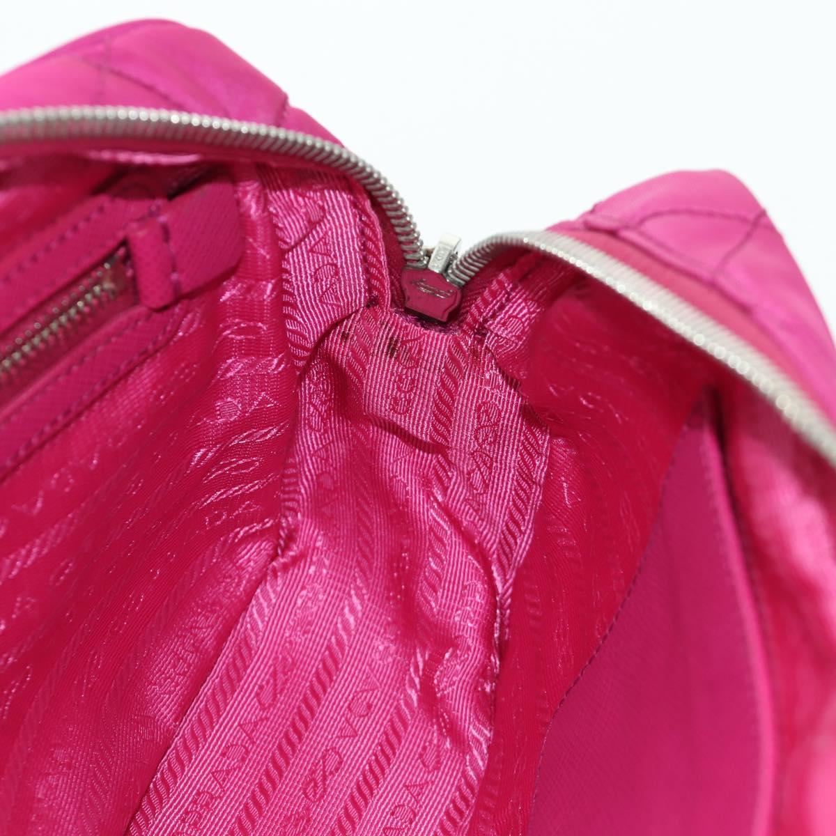 PRADA Chain Shoulder Bag Nylon Pink Silver Auth 165354V