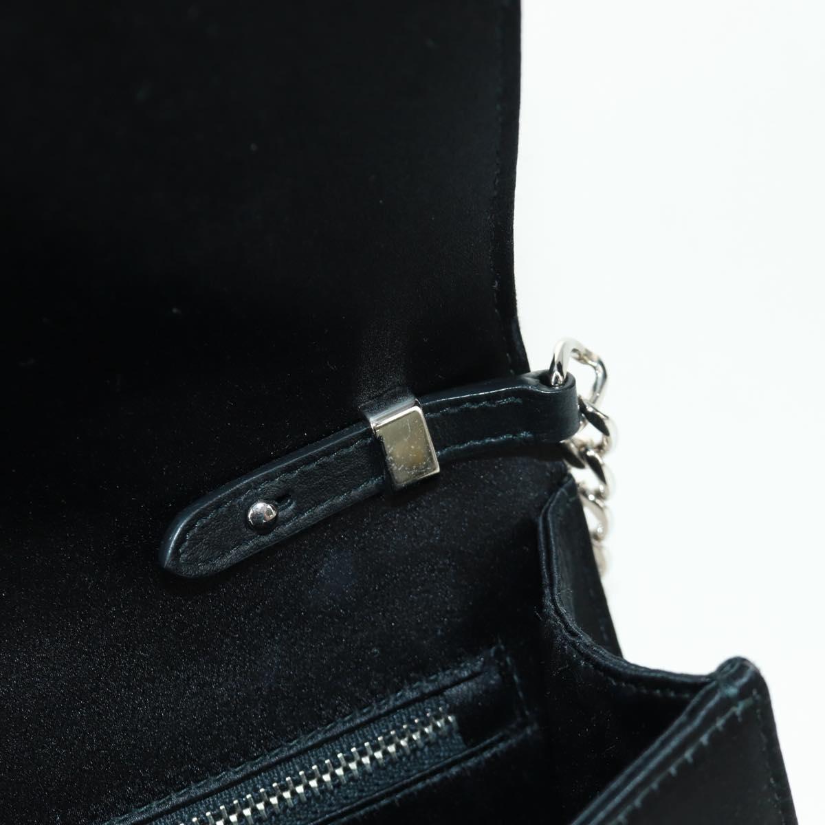 PRADA Chain Sequin Shoulder Bag Leather Black Silver Auth 165358