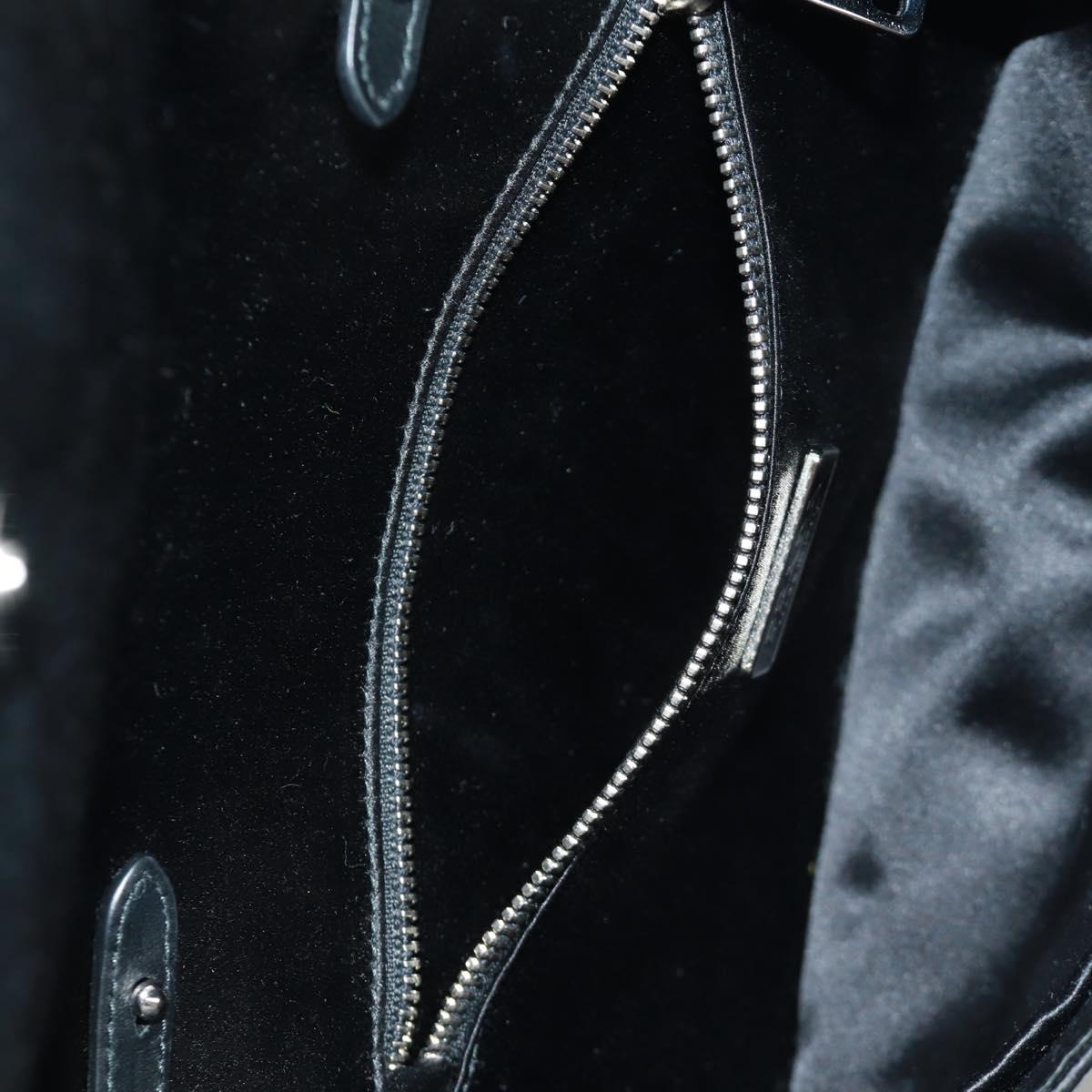 PRADA Chain Sequin Shoulder Bag Leather Black Silver Auth 165358