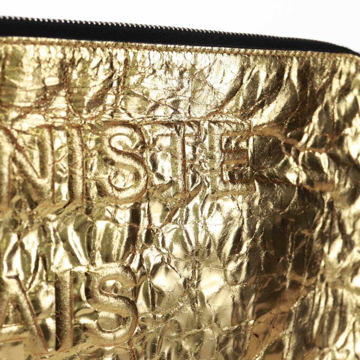 CHANEL Clutch Bag Leather Gold CC Auth 165360M