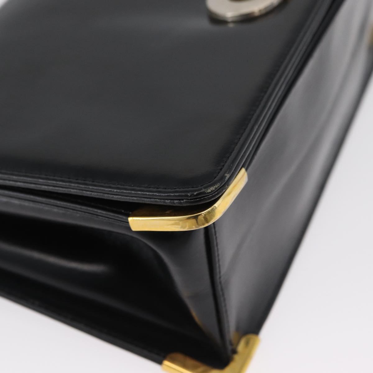 Christian Dior Shoulder Bag Calf Skin Black Gold Auth 165366