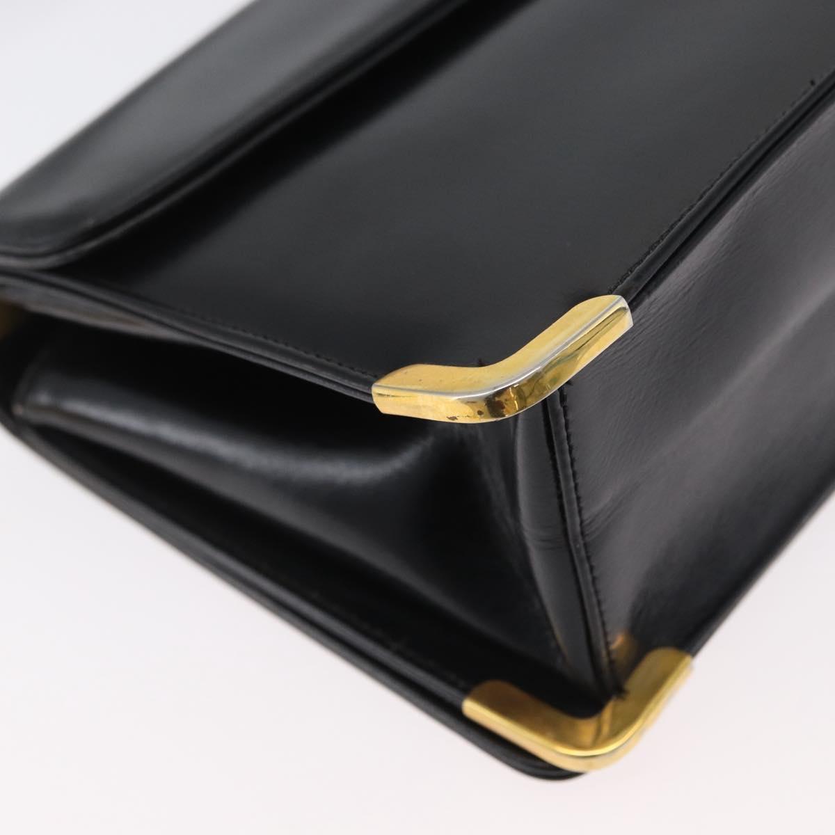 Christian Dior Shoulder Bag Calf Skin Black Gold Auth 165366