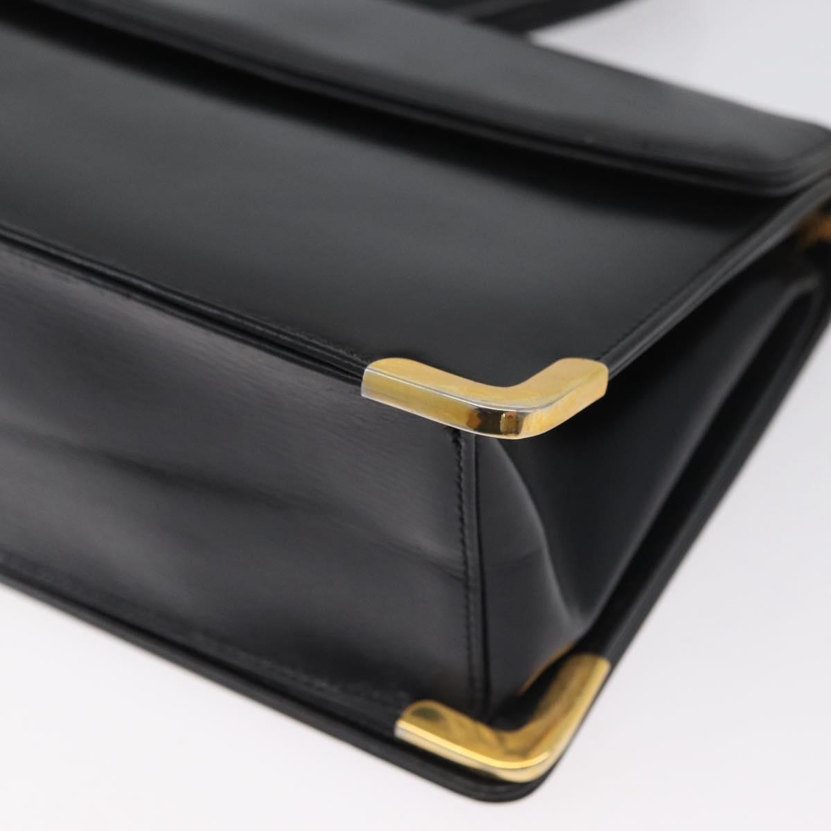 Christian Dior Shoulder Bag Calf Skin Black Gold Auth 165366