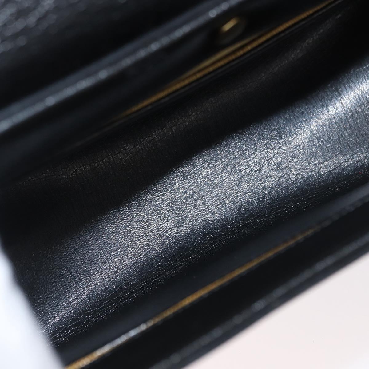 Christian Dior Shoulder Bag Calf Skin Black Gold Auth 165366