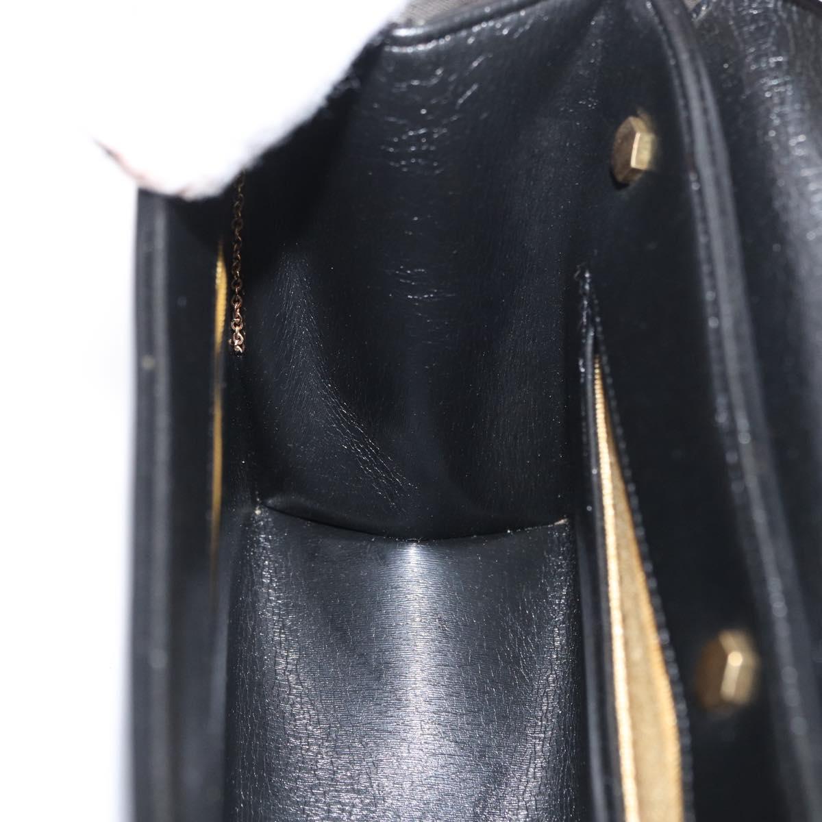 Christian Dior Shoulder Bag Calf Skin Black Gold Auth 165366