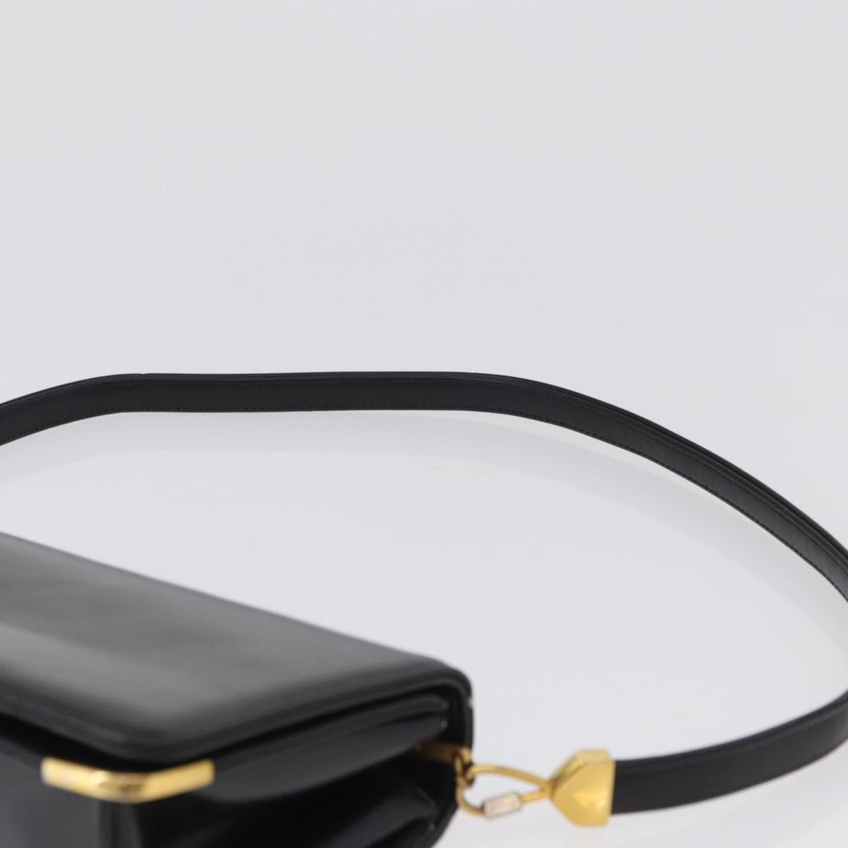 Christian Dior Shoulder Bag Calf Skin Black Gold Auth 165366