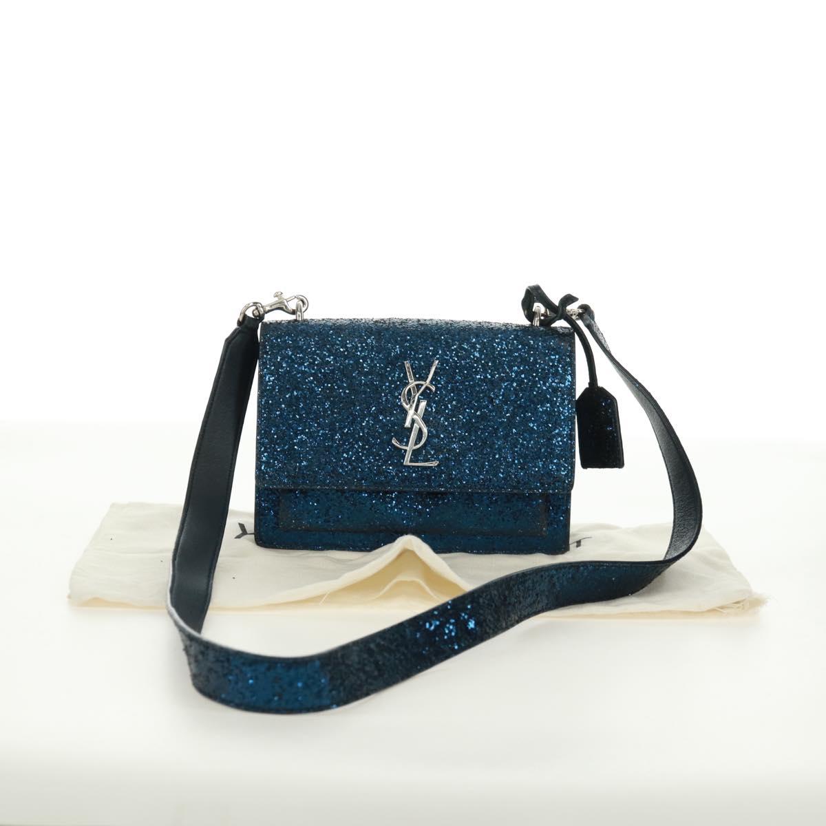 SAINT LAURENT Sunset Medium Cassandra Glitter Cassandra Bag Leather Auth 165369