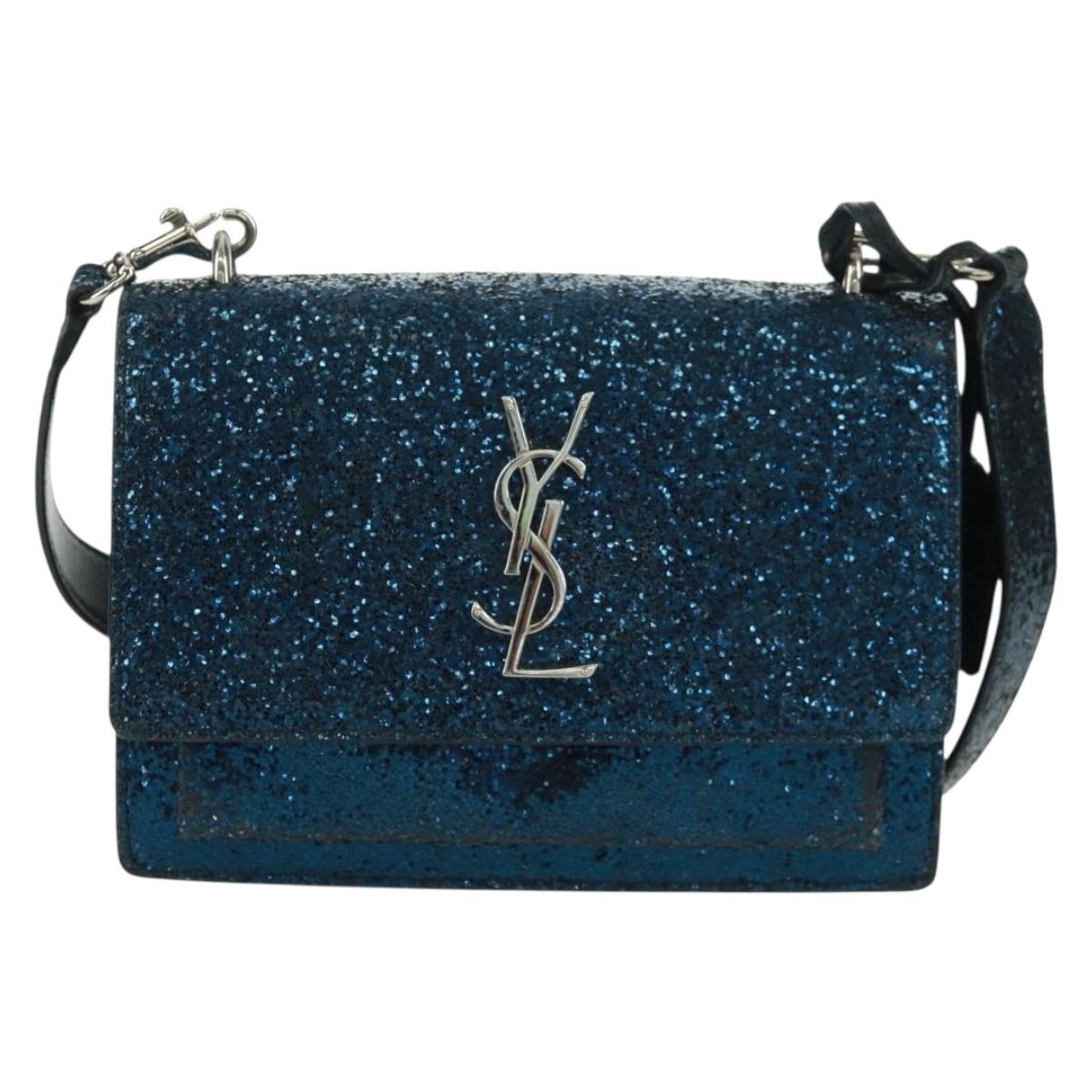 SAINT LAURENT Sunset Medium Cassandra Glitter Cassandra Bag Leather Auth 165369
