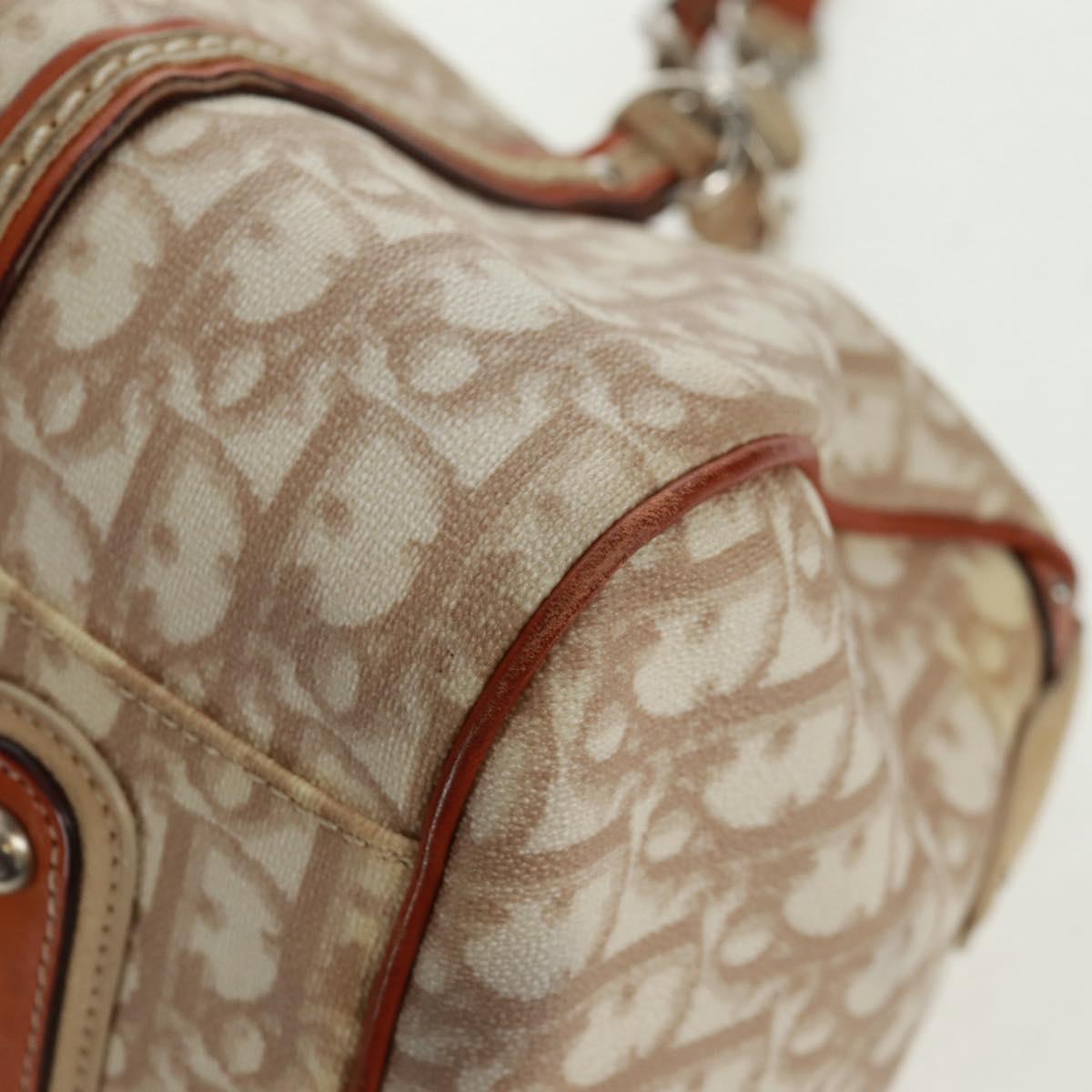 Christian Dior Trotter Canvas Romantic Bag PVC Beige Silver Auth 165370SAV