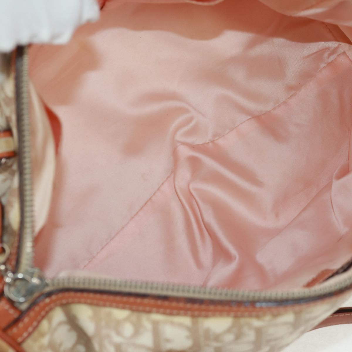 Christian Dior Trotter Canvas Romantic Bag PVC Beige Silver Auth 165370SAV
