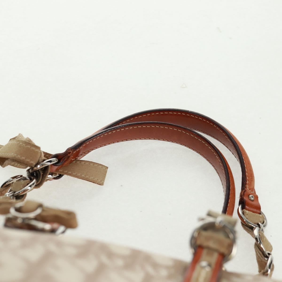 Christian Dior Trotter Canvas Romantic Bag PVC Beige Silver Auth 165370SAV