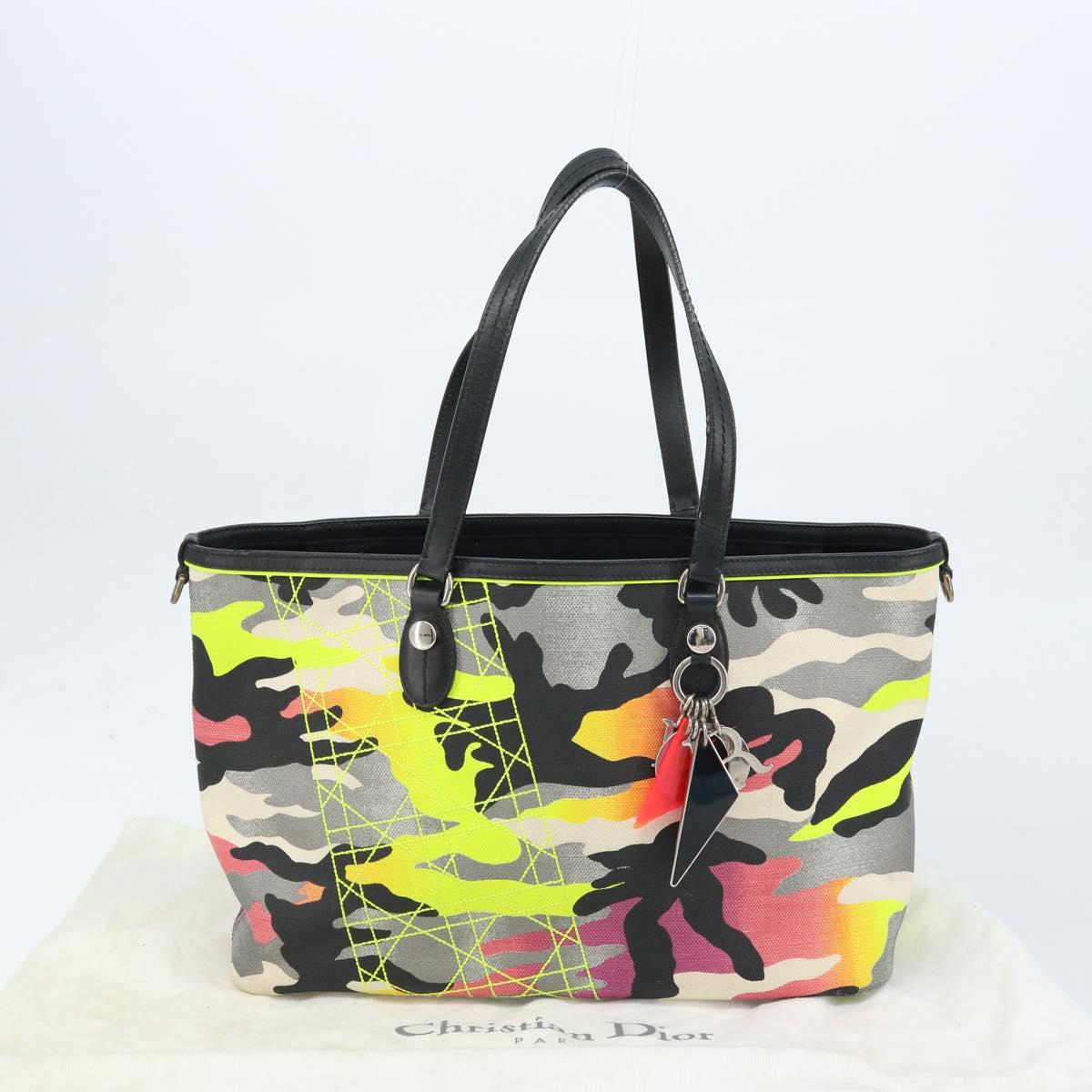Christian Dior Anselmurail Tote Bag Canvas Multicolor Silver Auth 165371M