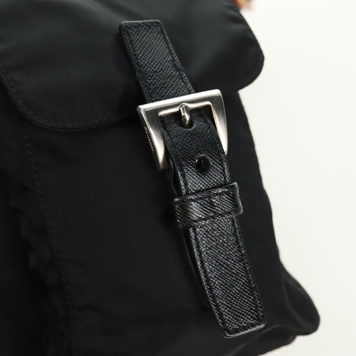 PRADA Shoulder Bag Nylon Black Gold Auth 165372V