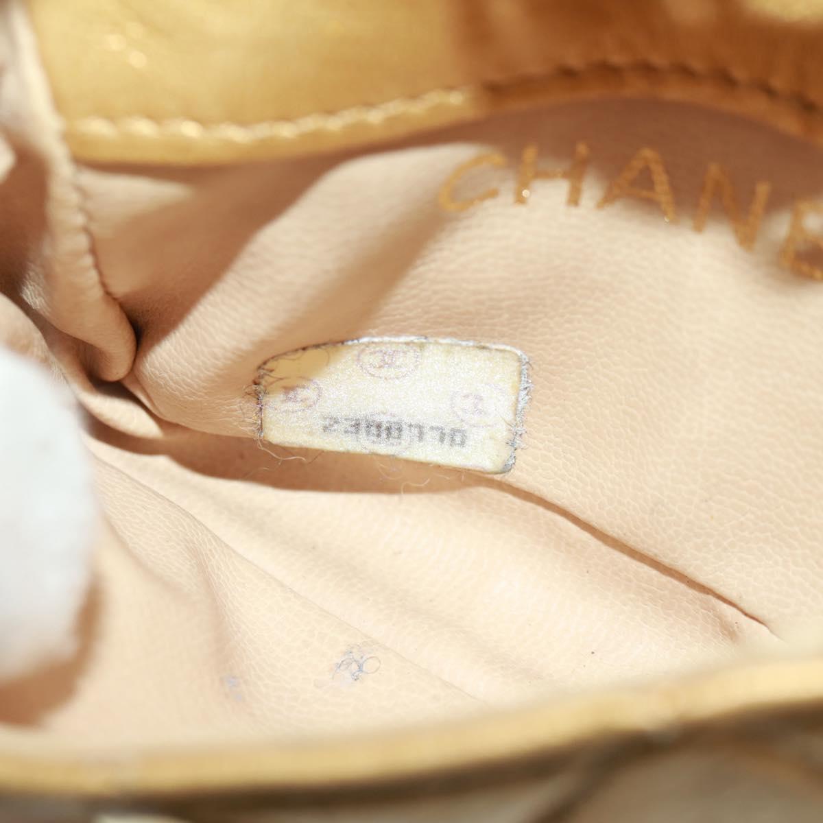 CHANEL Mini Matelasse 10 Chain Handle Pouch Lamb Skin Gold CC Auth 165375V