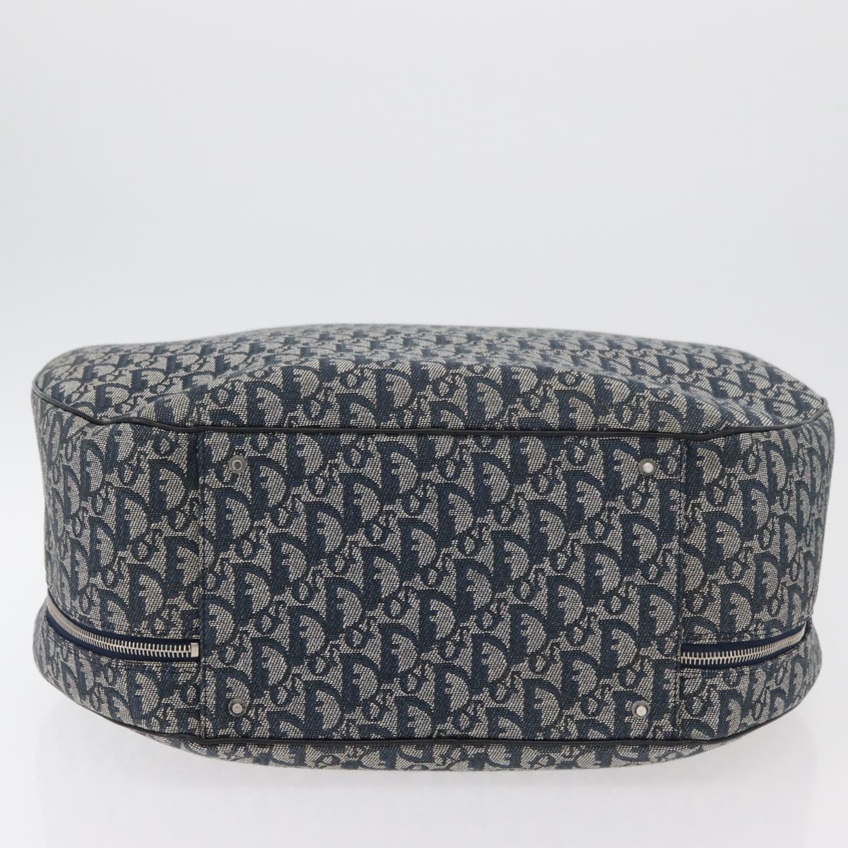 Christian Dior Trotter Canvas Hand Bag Navy Silver Auth 165376