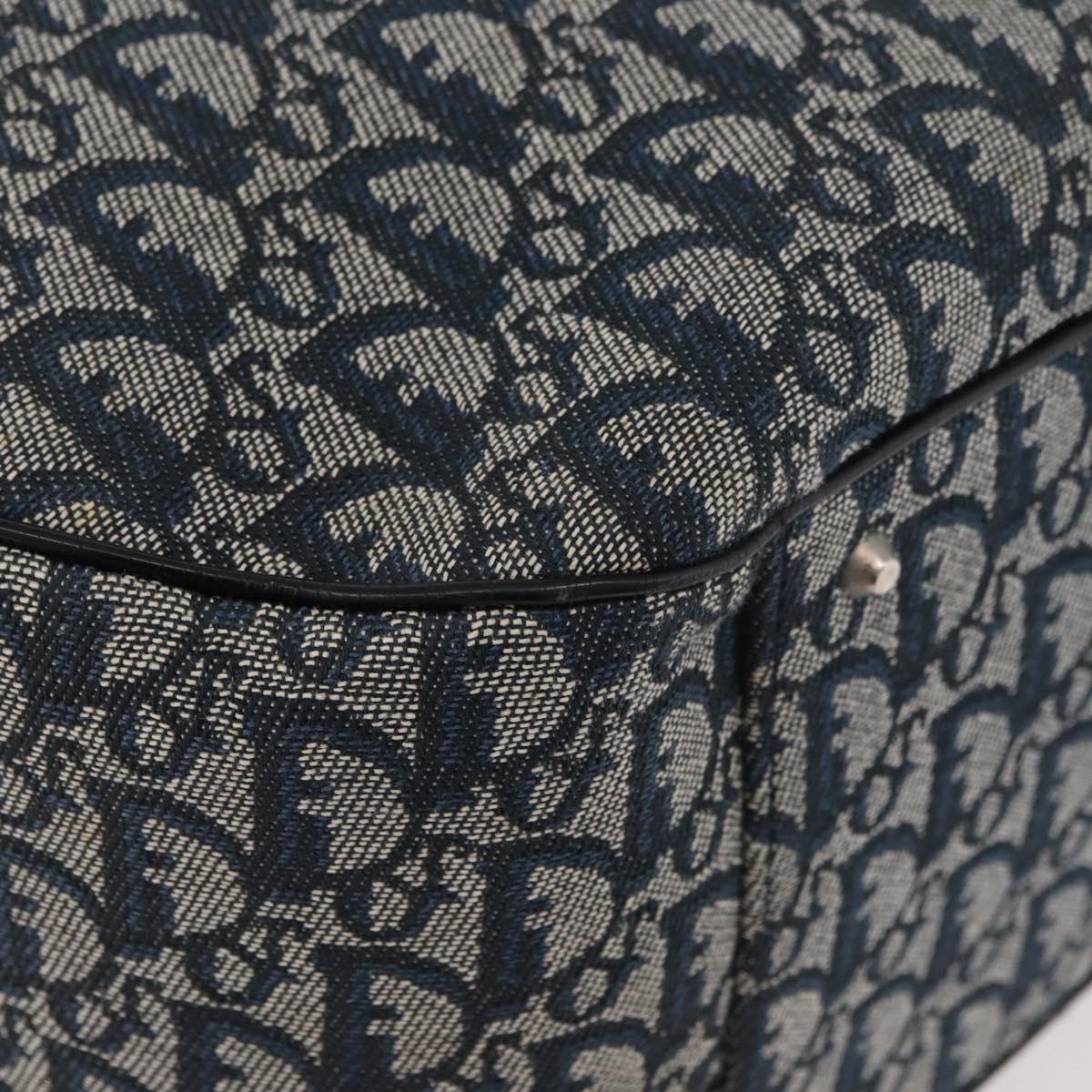 Christian Dior Trotter Canvas Hand Bag Navy Silver Auth 165376
