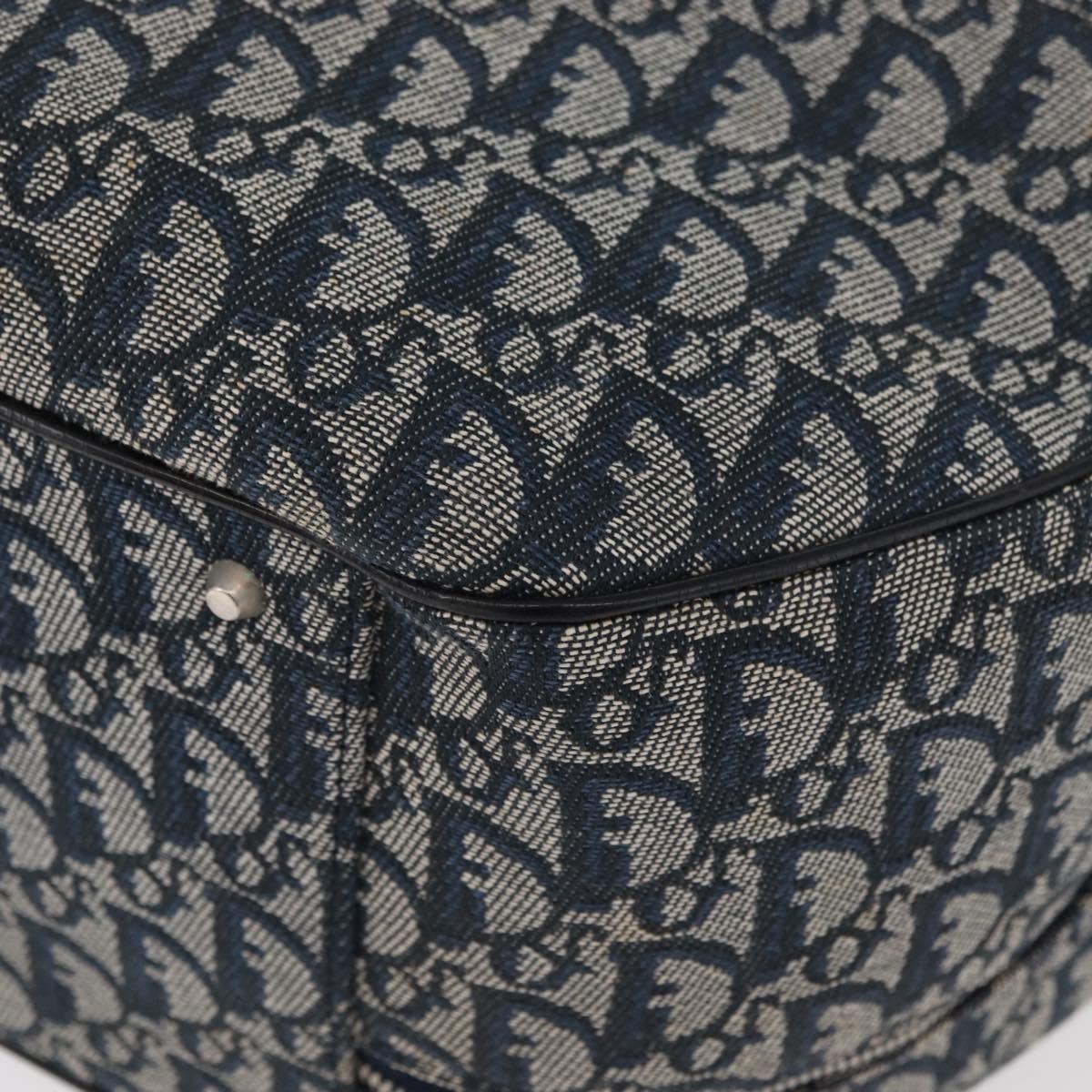 Christian Dior Trotter Canvas Hand Bag Navy Silver Auth 165376