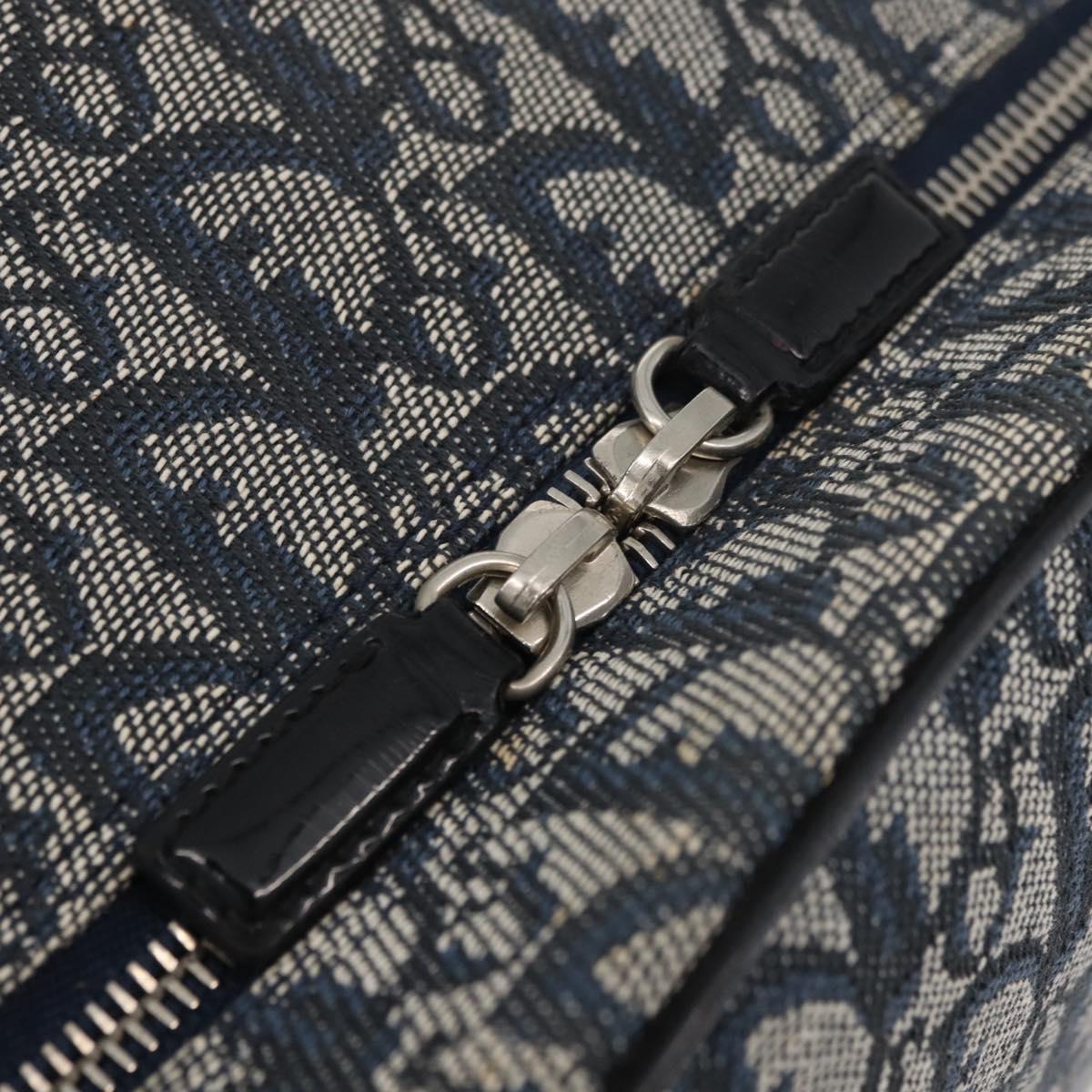 Christian Dior Trotter Canvas Hand Bag Navy Silver Auth 165376