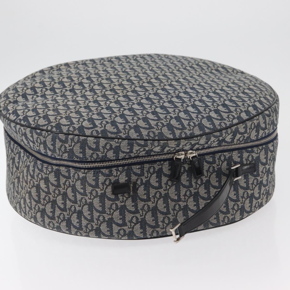 Christian Dior Trotter Canvas Hand Bag Navy Silver Auth 165376