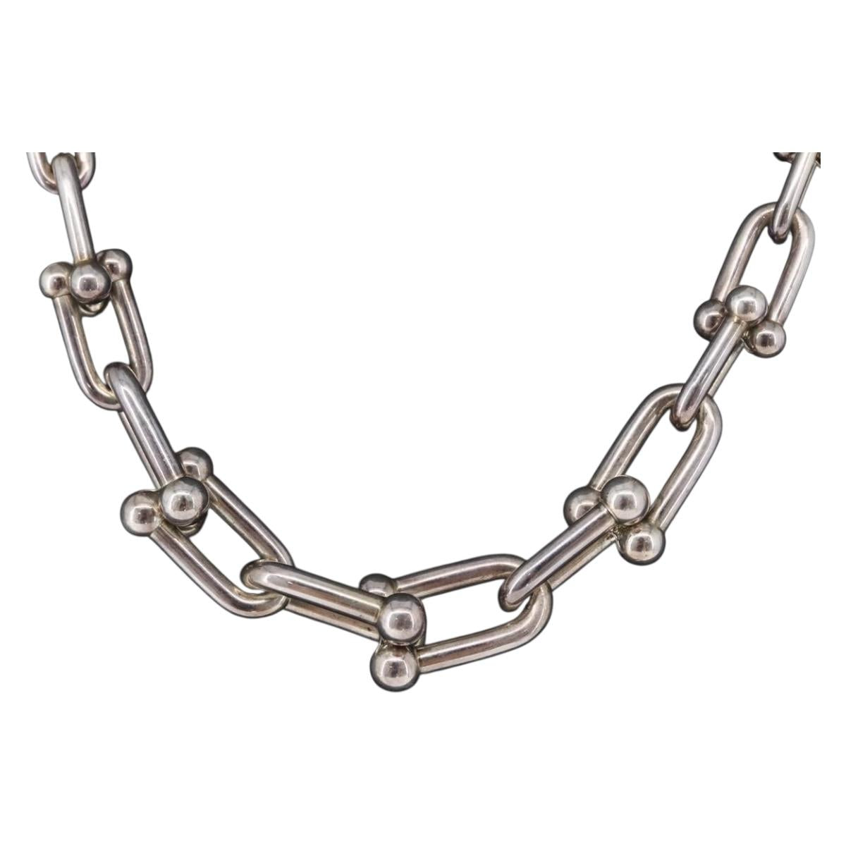 TIFFANY&Co. Hardware Graduated Link Necklace Ag925 Silver Auth 165379SM