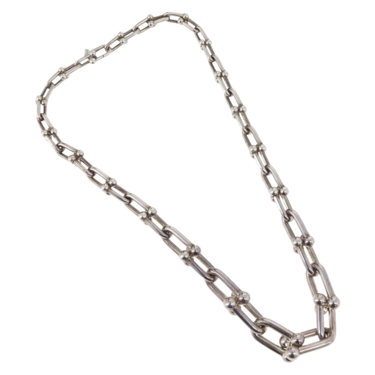 TIFFANY&Co. Hardware Graduated Link Necklace Ag925 Silver Auth 165379SM