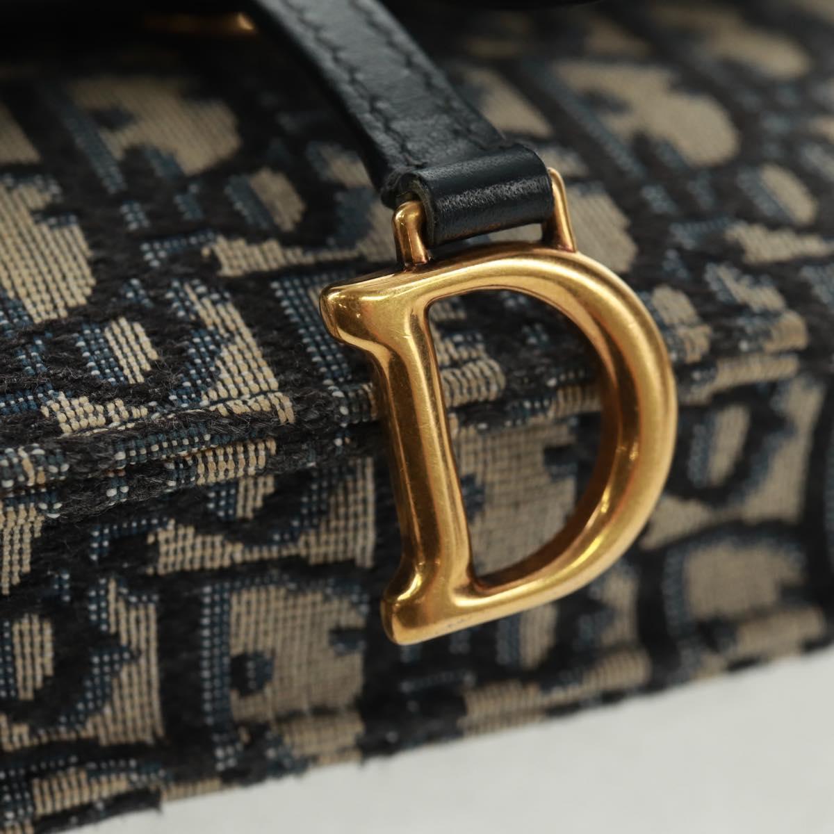 Christian Dior Trotter Canvas Saddle Oblique Waist bag Navy Gold Auth 165390V